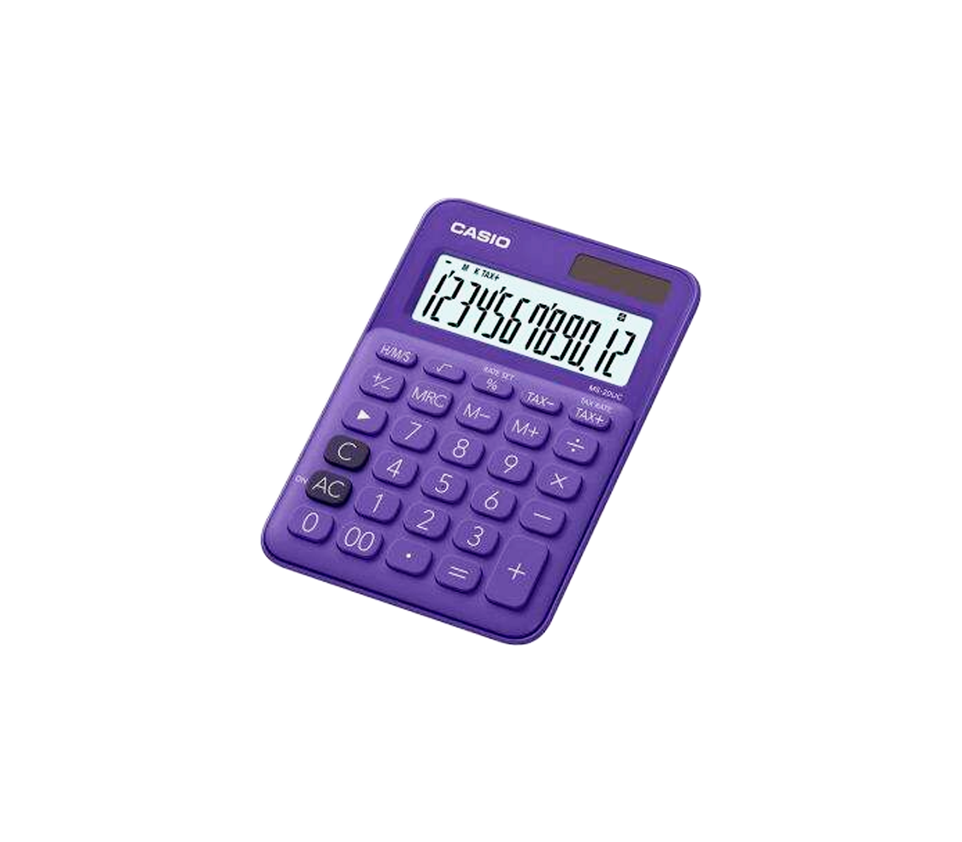 Casio 12-Digit Desktop Calculator - Purple, Solar & Battery Powered, Dual Power Source for Office, School, and Home Use