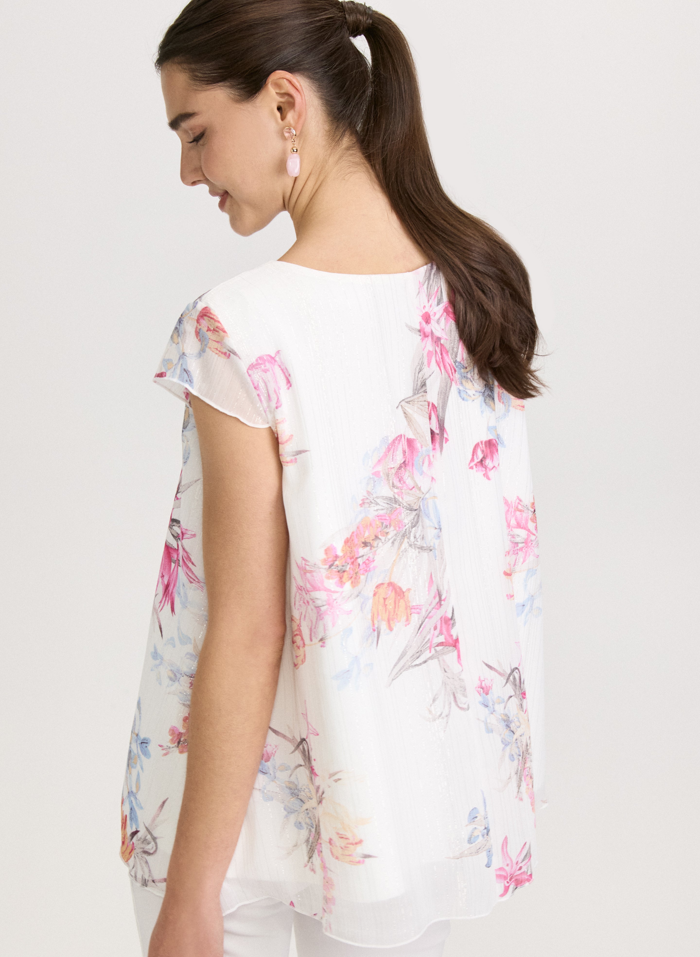 Elegant Floral Chiffon Blouse for Women - Lightweight Summer Tops - Perfect for Office, Date Night & Casual Outings
