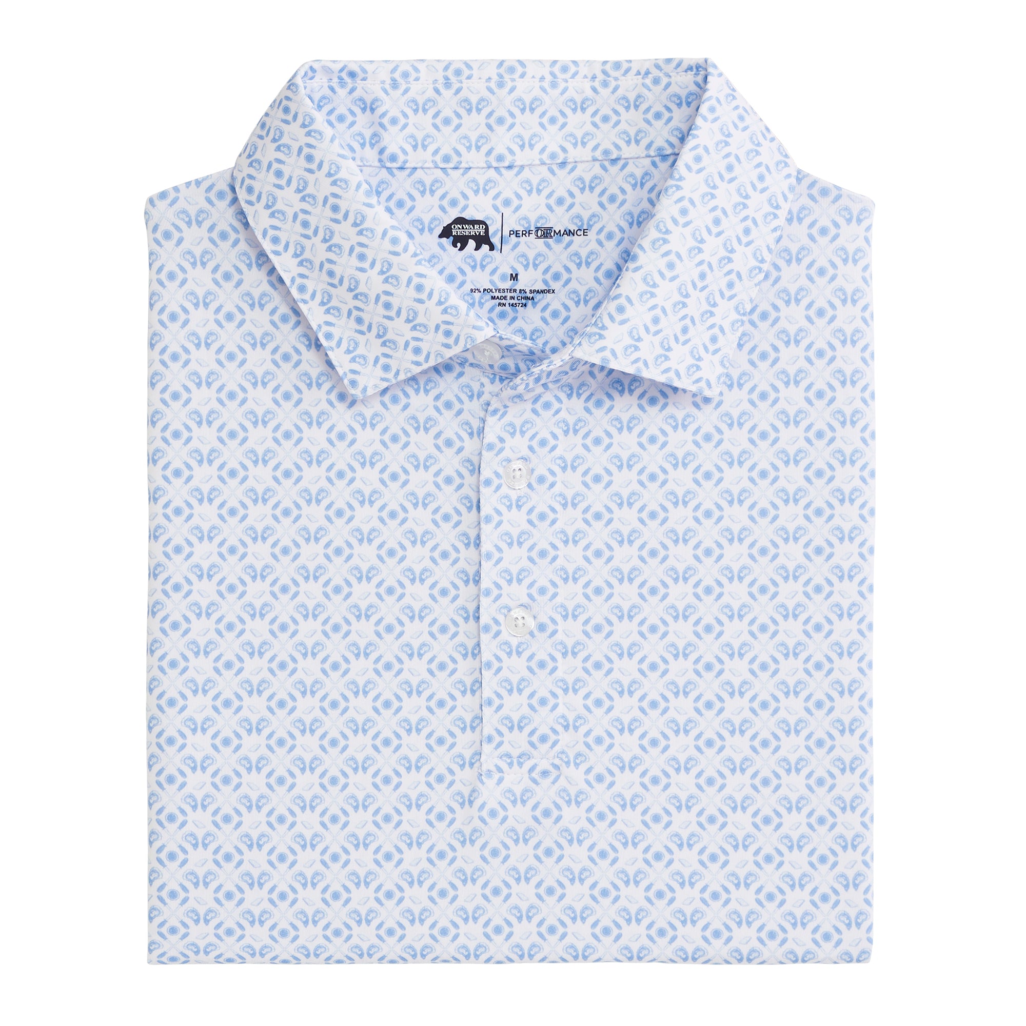 Oyster Roast Printed Performance Polo Shirt for Men - Breathable Quick-Dry Golf & Casual Wear - Clearwater Collection