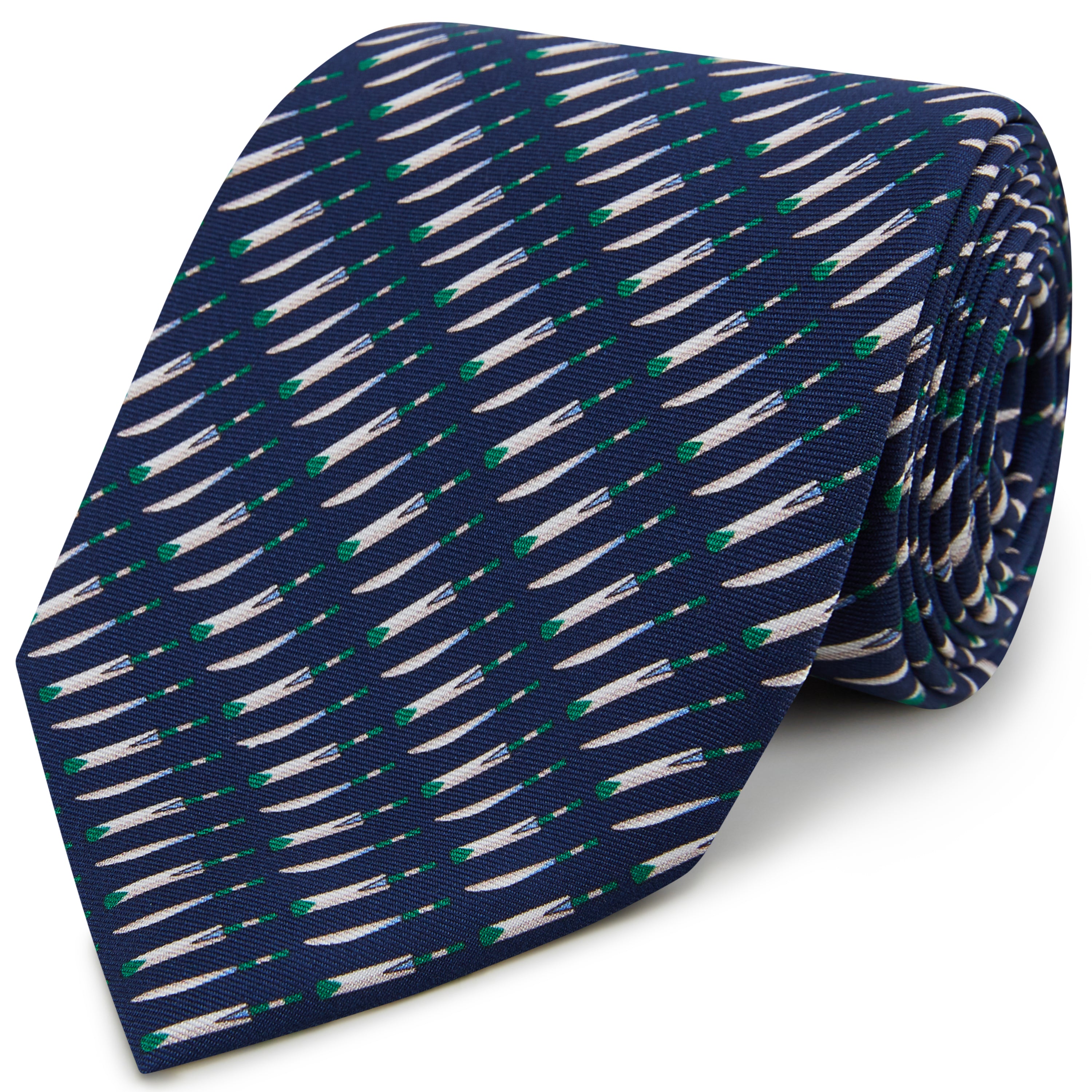 Premium Navy Blue Cricket Bat Print Silk Necktie for Men - Elegant Formal Wear for Business, Weddings & Special Occasions