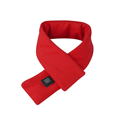 Ploon Electric Heated Scarf - Adjustable Temperature & Vibration Massage - Winter Neck Warmer for Outdoor Activities (Red) - Perfect for Skiing, Hiking, and Cold Weather Commutes