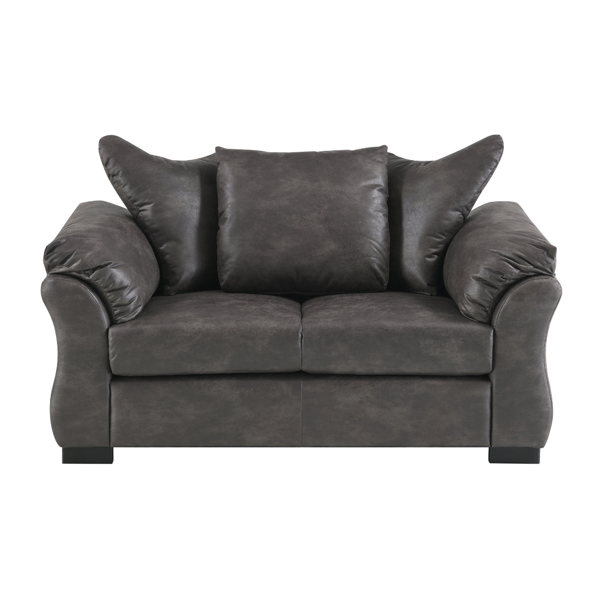 Charcoal Polished Microfiber Loveseat - Transitional Modern Design Sofa for Living Room, Lounge & Small Spaces | Comfortable 2-Seater Couch with Stylish Home Decor