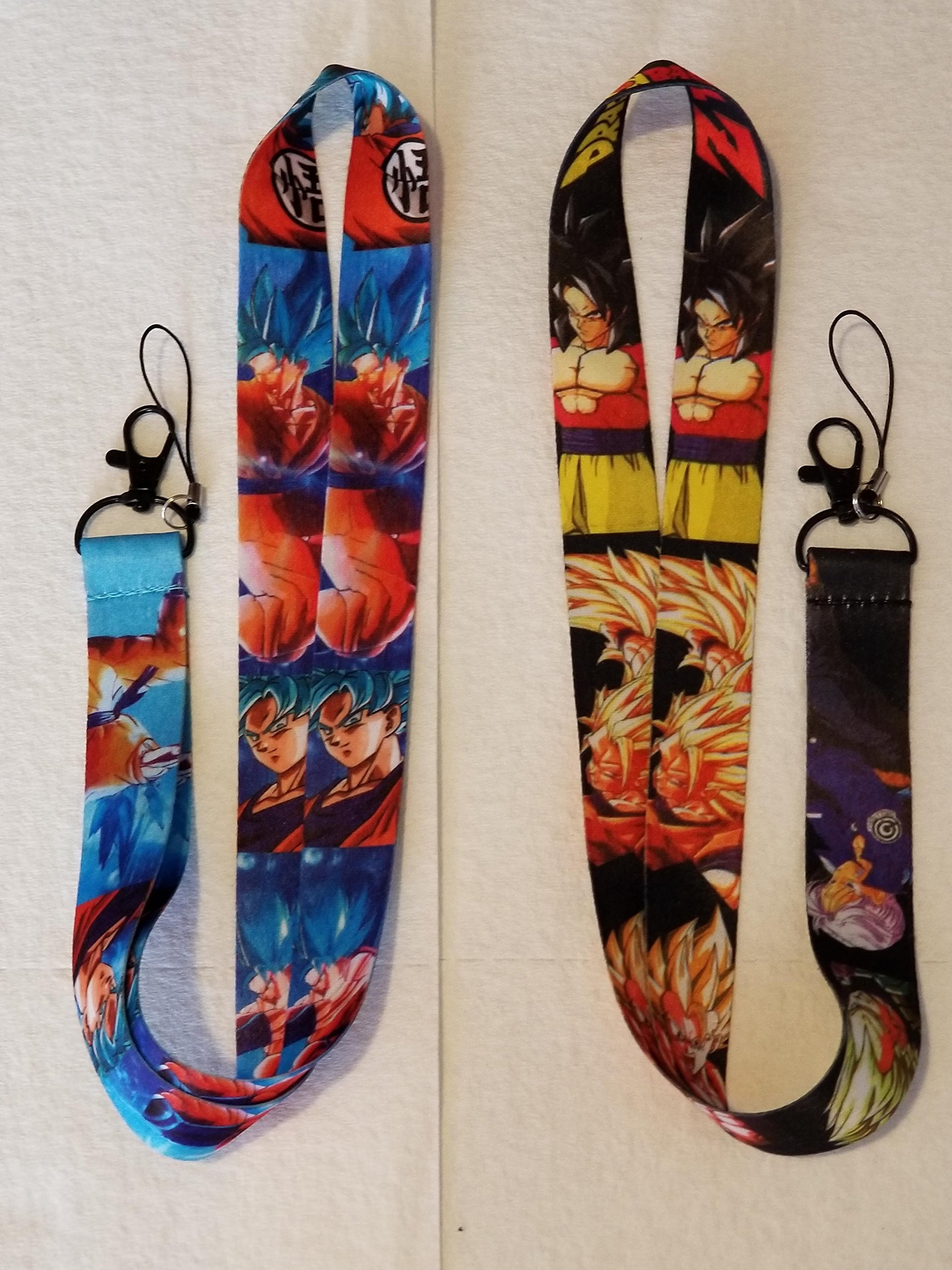 Dragon Ball Z Goku Lanyard Keychain Set - 2 Pcs for Phone ID & Keys