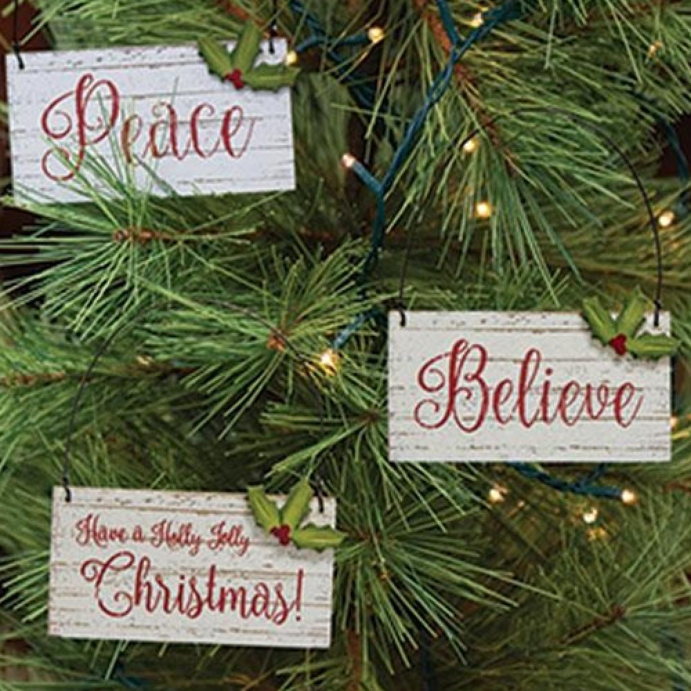 Holly Jolly Christmas Ornament Set of 3 - Festive Holiday Decorations for Tree, Home & Office - Perfect for Christmas Party Decor & Gift Giving