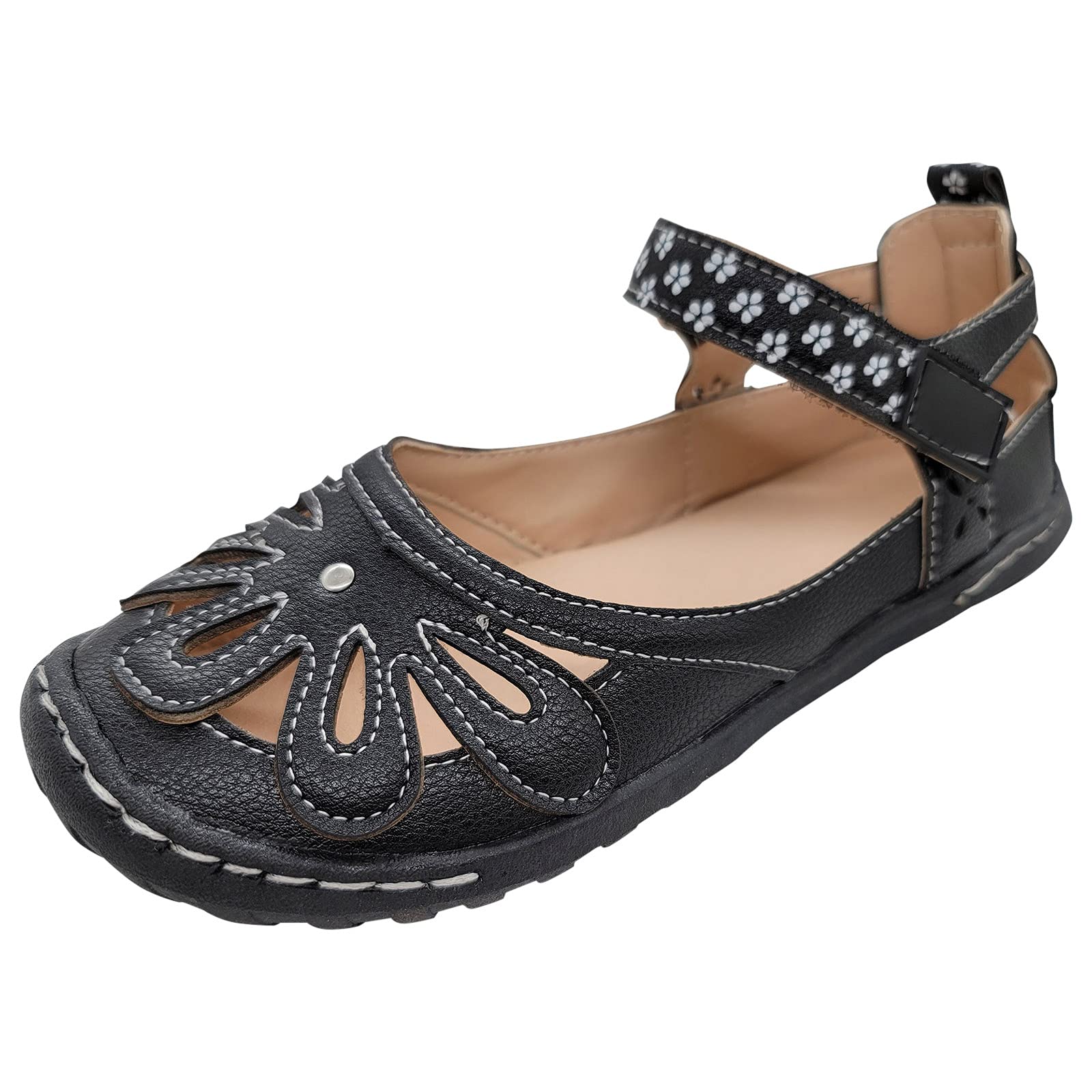 Wildflower Floral Women's Casual Slip-On Wedge Shoes with Hollow Hook Design - Comfortable Ladies Loafers for Spring & Summer Outfits (Black, Size 10) | Perfect for Office, Shopping & Daily Wear