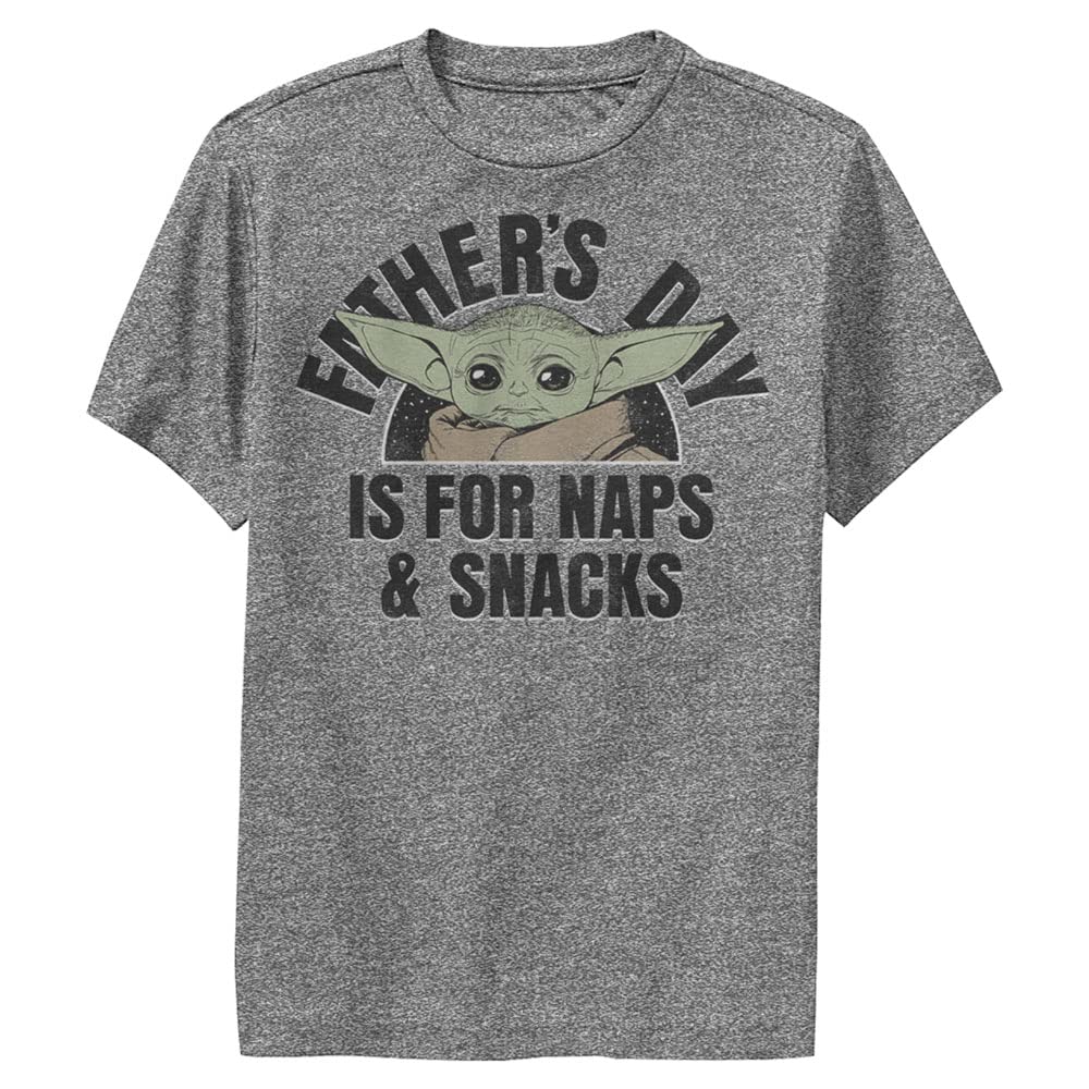 Star Wars Mandalorian Themed Boys Short Sleeve T-Shirt - Cute Naps & Snacks Graphic Tee for Kids - Perfect for School, Playdates & Star Wars Fan Events
