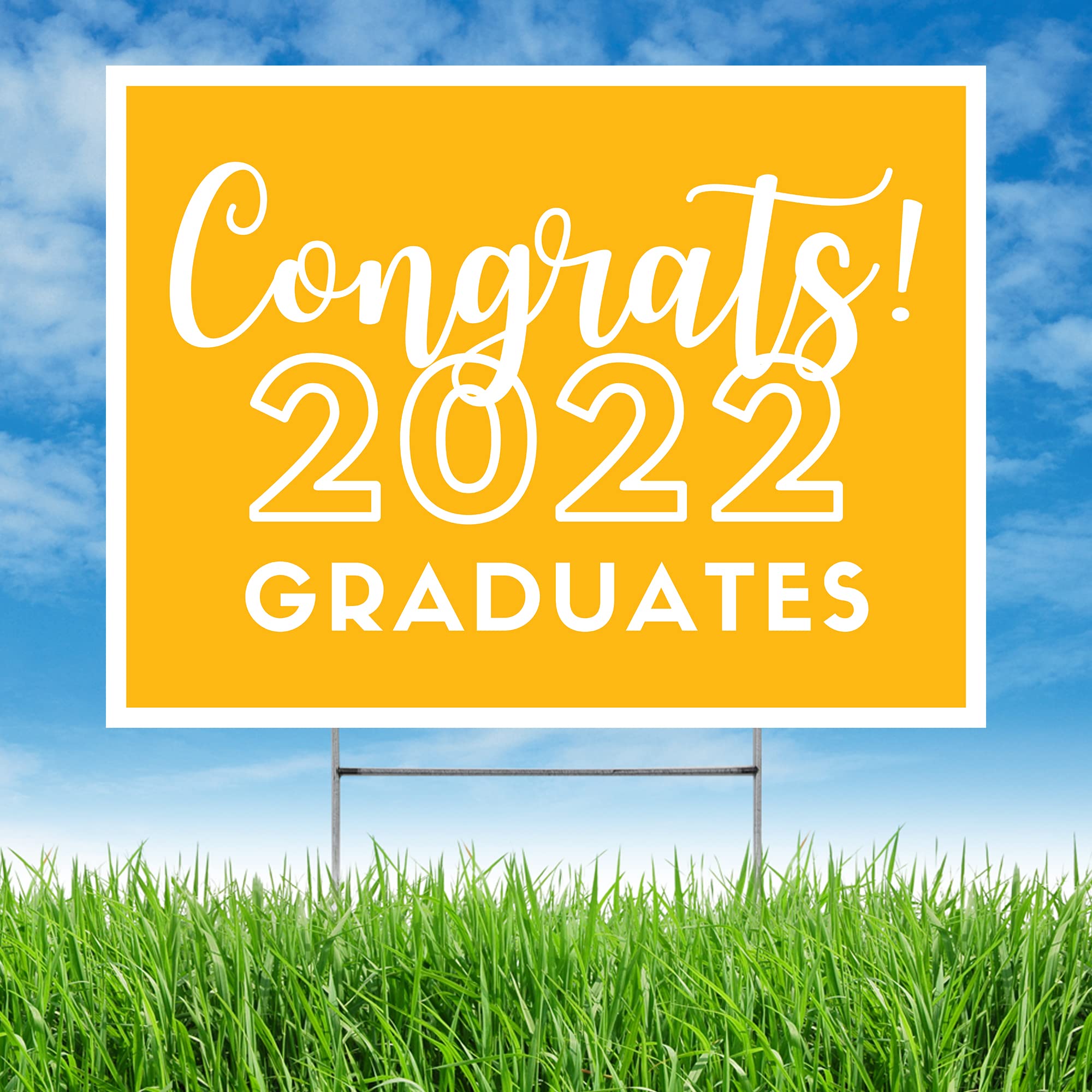 Graduation Yard Sign - Congrats Graduate Note Card Café | 24x18 Inch Single Pack | Double-Sided Print with H Stake | Weatherproof for Lawn & Patio | Made in USA | Perfect for Outdoor Celebrations & Graduation Parties