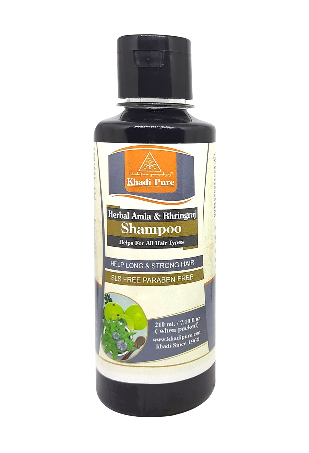 Khadi Pure Herbal Amla & Bhringraj Shampoo - SLS & Paraben Free Hair Cleanser (210ml) | Ayurvedic Treatment for Hair Growth & Dandruff | Perfect for Dry, Damaged Hair & Scalp Care