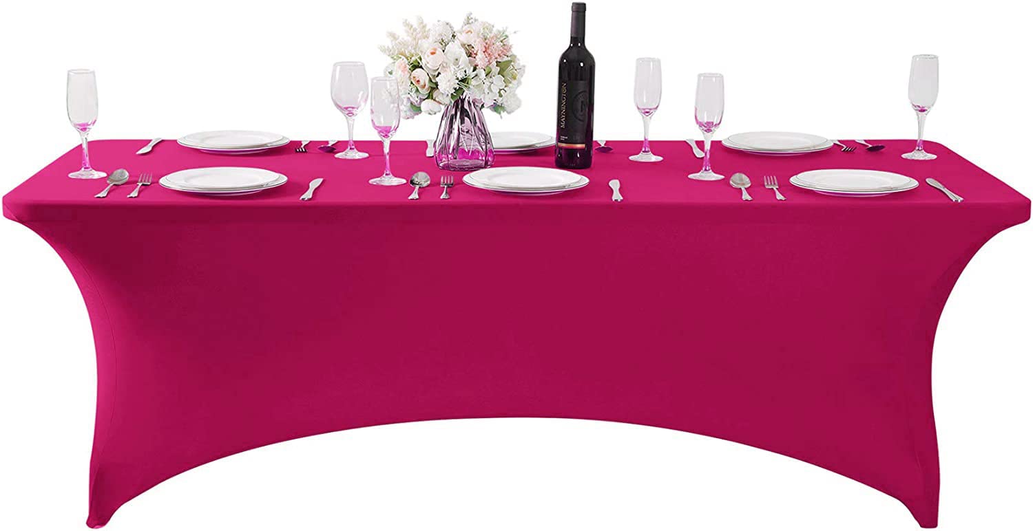 20-Pack MDS Rectangular Stretch Spandex Table Covers - 4Ft Fitted Spandex Tablecloths for Wedding Decorations, Banquets & Events - Magenta (4 ft) - Perfect for Party Decor, Buffet Tables & Special Occasions