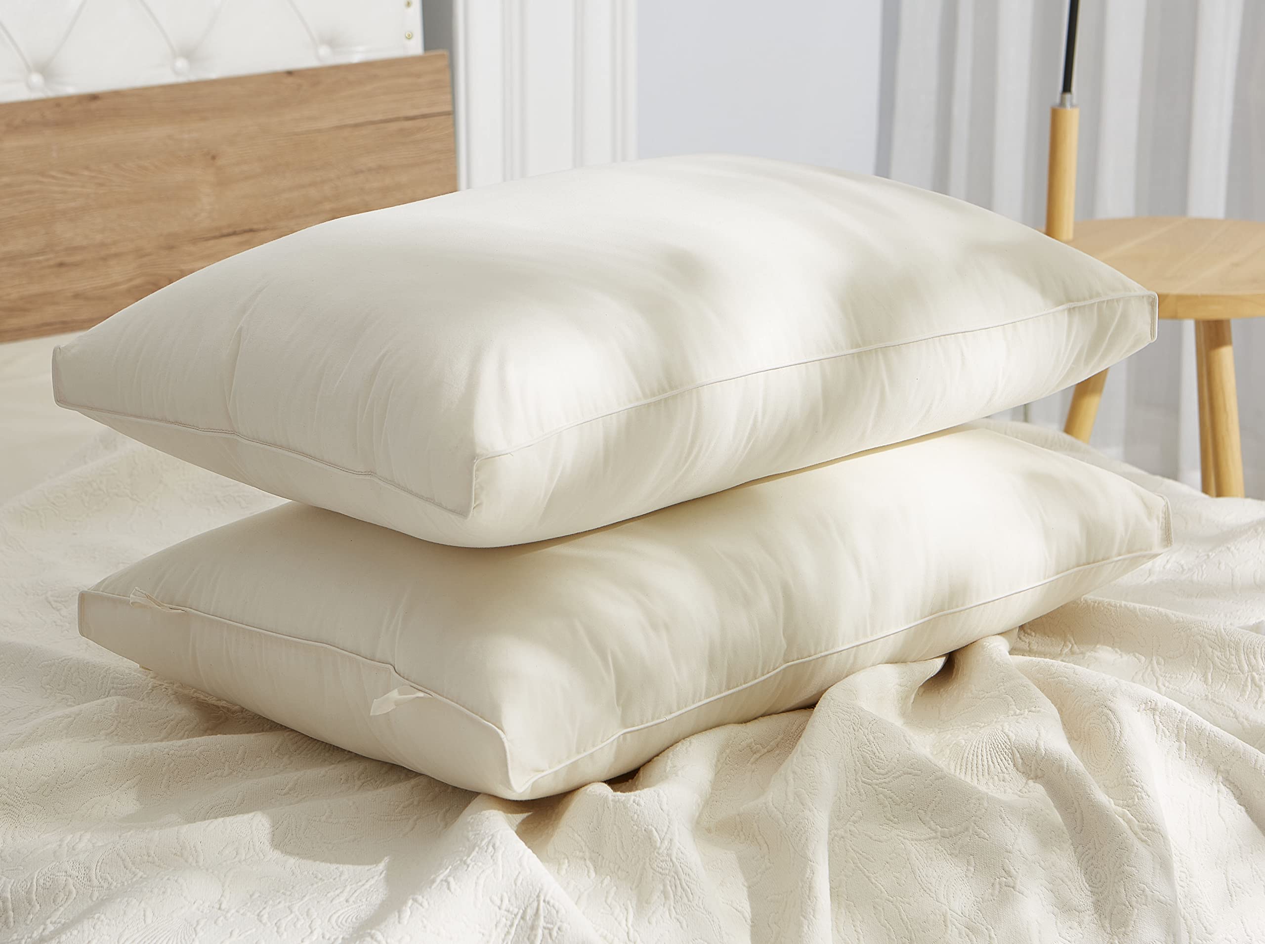 Melingo Queen Size Bed Pillow Set of 2 - 20x30 Inch Hotel Quality Pillows with Soft Cotton Pillowcases | Hypoallergenic & Skin-Friendly | Perfect for Side Sleepers, Back Pain Relief & Luxury Bedroom Decor (Off-White)