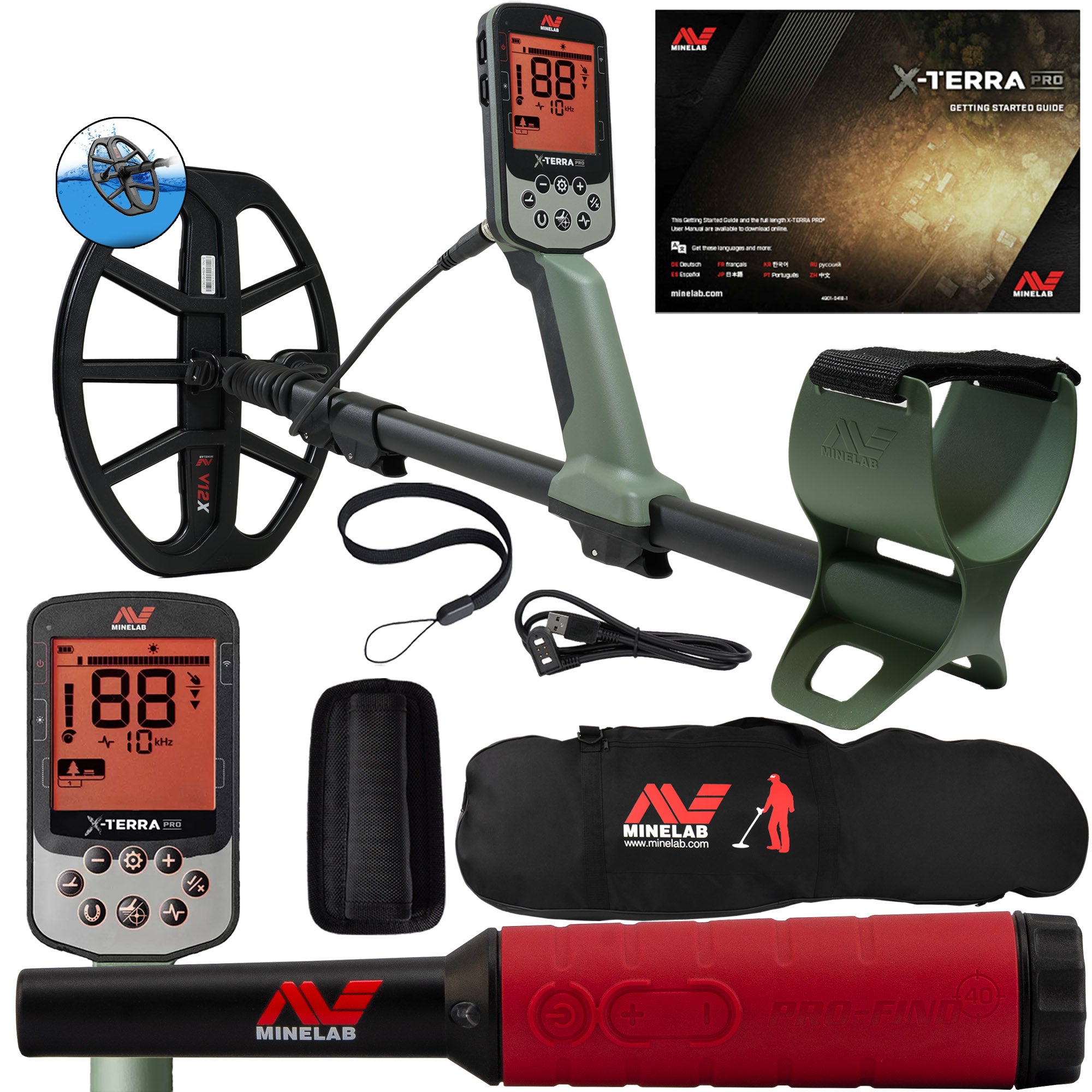 Minelab X TERRA PRO Metal Detector with Pro Find 40 Pinpointer & Carry Bag - Professional Gold & Treasure Hunting for Beach, Park & Outdoor Adventures