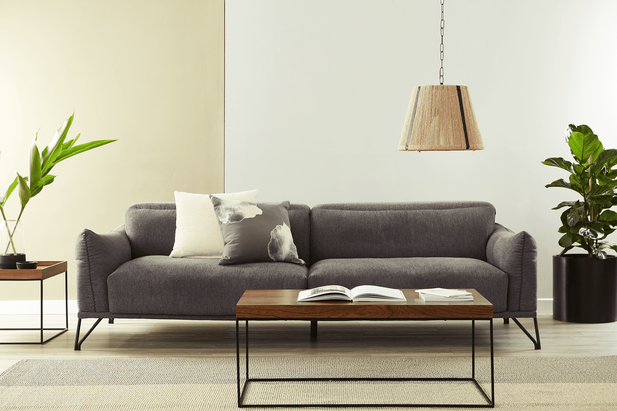 Jeff Sofa 94.5 Inches - Modern 3-Seater Couch for Living Room, Lounge & Home Theater - Soft Fabric Upholstery with Sturdy Wooden Frame
