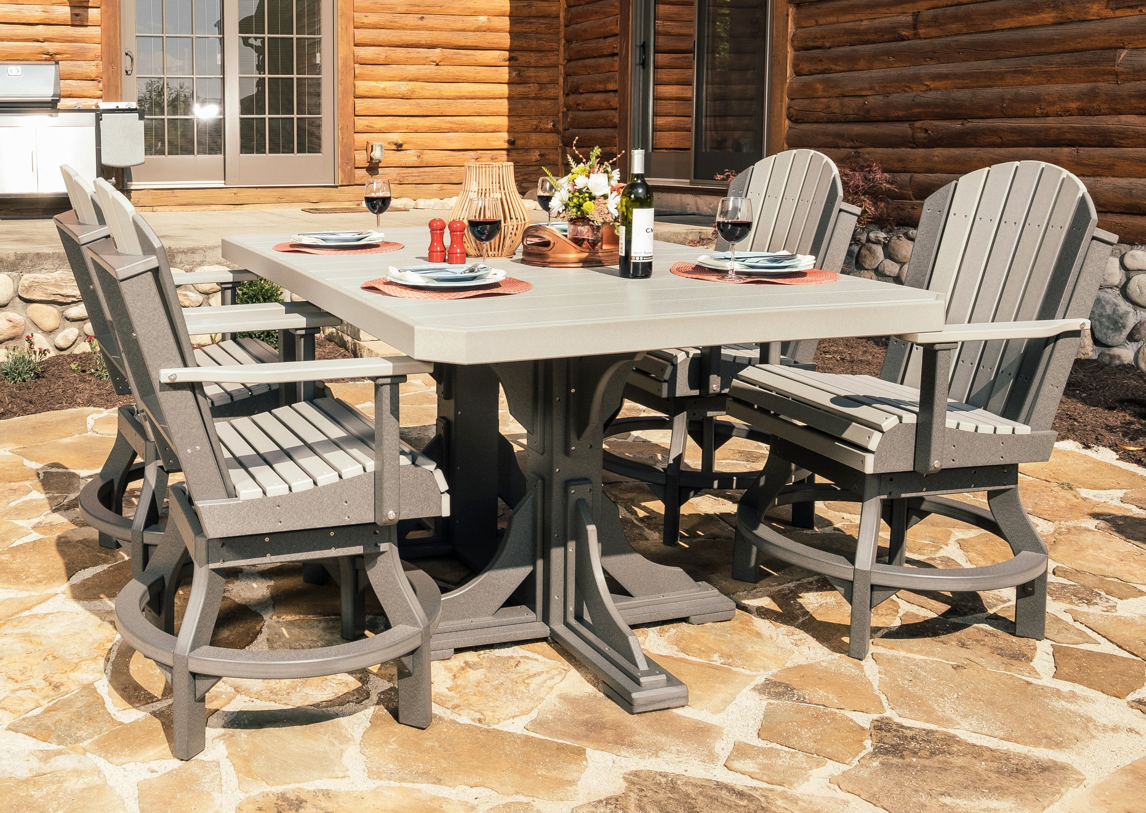 LuxCraft 4' x 6' Rectangle Dining Table Set with 4 Swivel Chairs - Perfect for Kitchen, Dining Room, Breakfast Nook or Small Space Entertaining