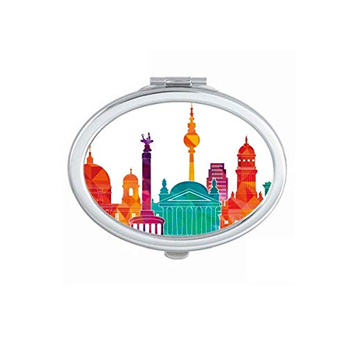 DIYthinker Germany Famous Landmark Set - Portable Folding Double-Sided Mirror for Makeup & Travel | Compact Vanity Mirror with Stand for Home, Office & On-the-Go Use
