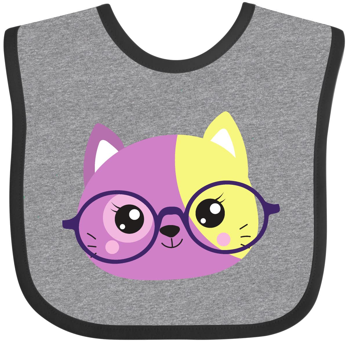 Hipster Cat Baby Bib with Glasses - Cute Kitten Bib for Feeding