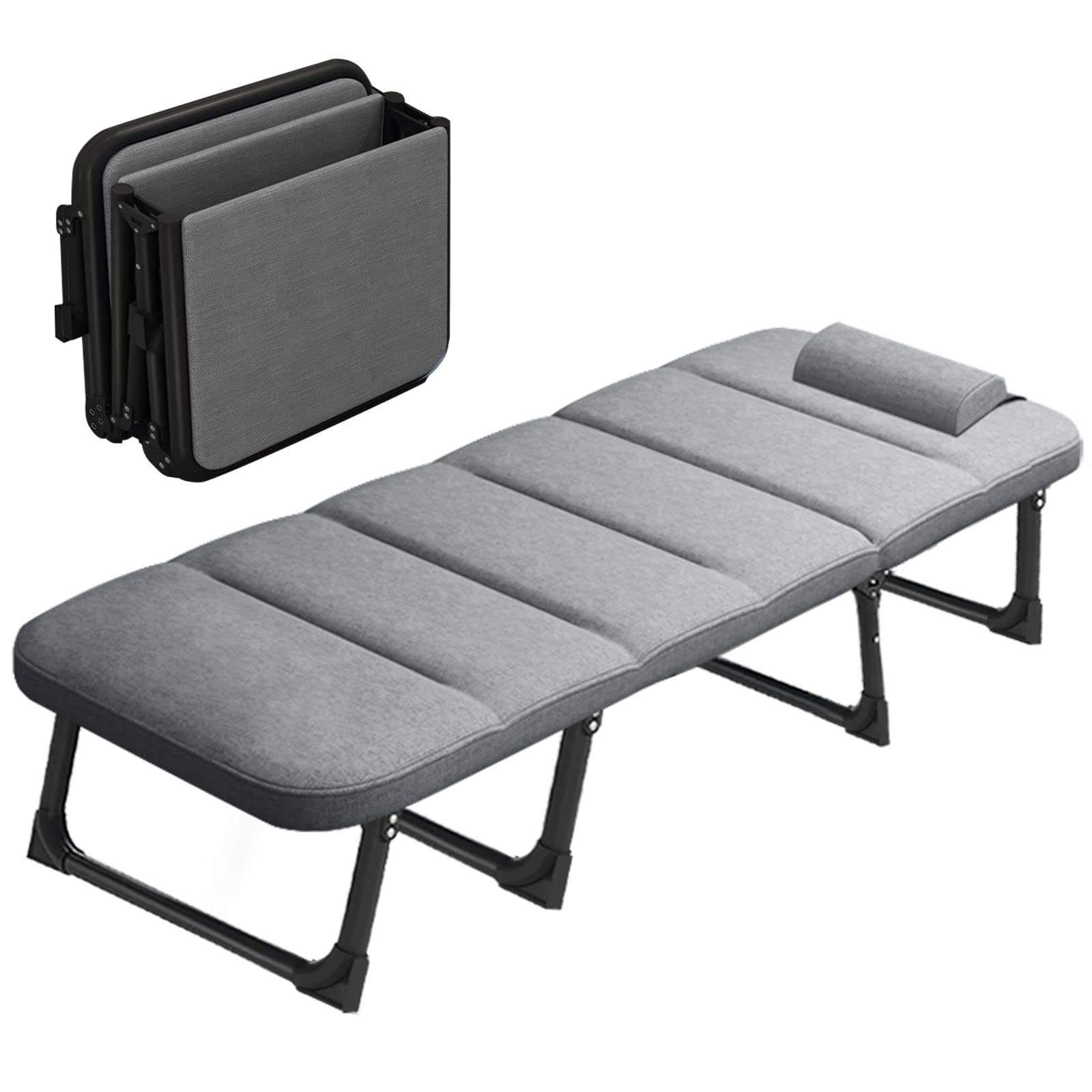 DoCred Foldable Rollaway Guest Bed with Mattress - Portable Metal Platform Cot for Adults - Perfect for Spare Bedroom, Office & Camping Use