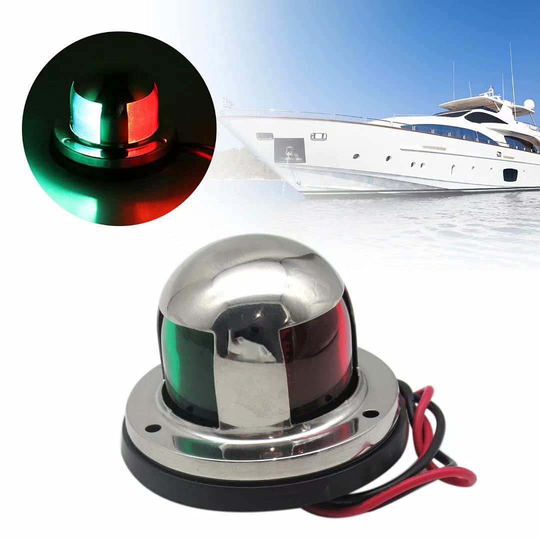 **GRABOTE 12V Marine LED Navigation Lights - Waterproof Red & Green Boat Bow Lights with Stainless Steel Shell for Yachts, Vessels & Boats | Perfect for Night Sailing, Fishing & Water Safety**