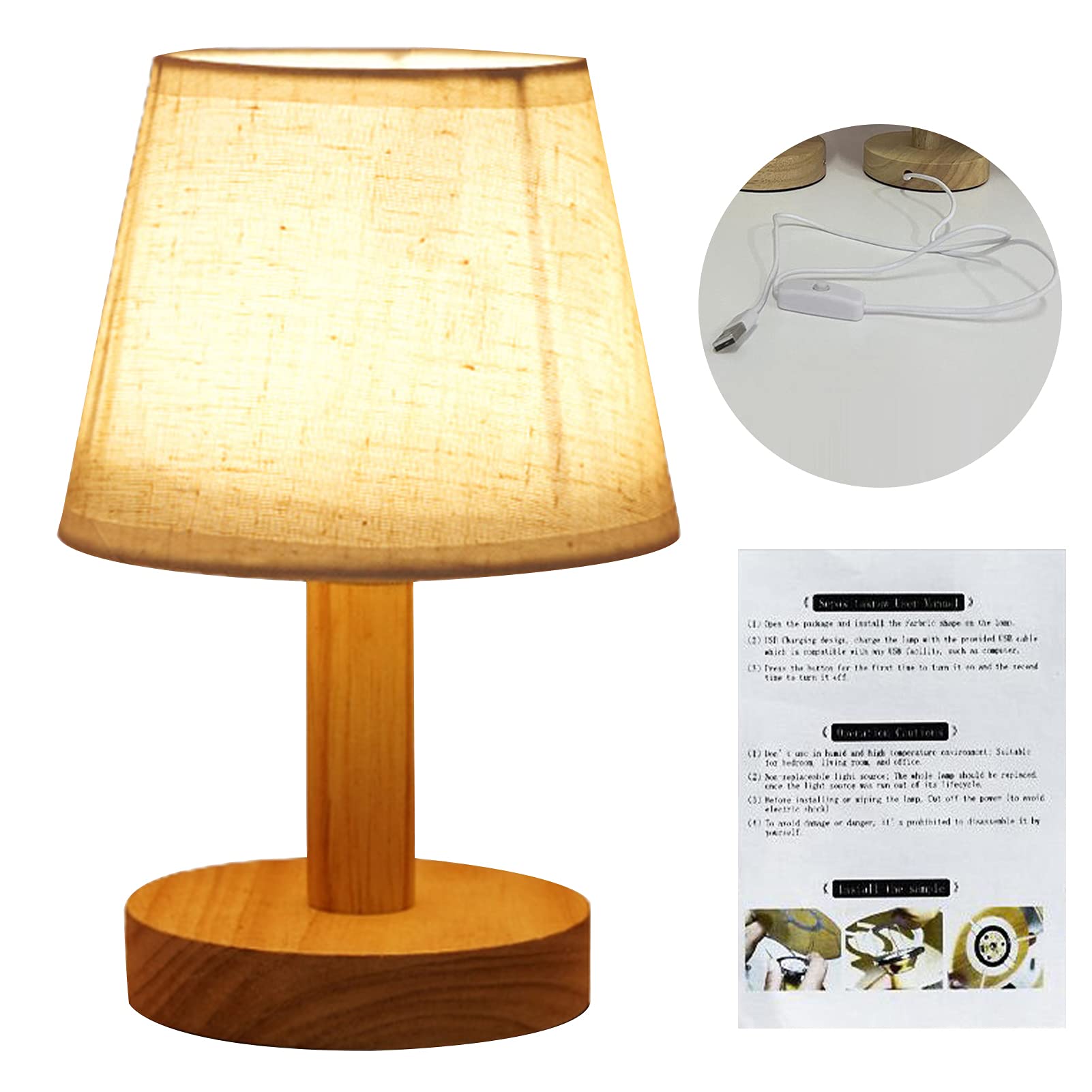 JENPECH LED Table Lamp - Stable Bedside Night Light with Fabric Shade, Grey Linen Desk Lamp for Study, Reading, Dorm Room, Living Room & Bedroom Decor | Perfect for College Students, Home Office & Nightstand Use
