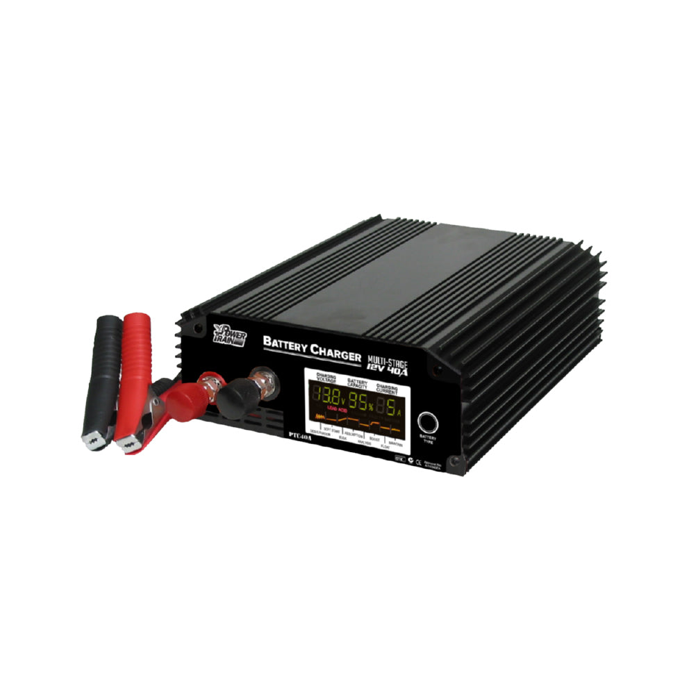 6V 12V 24V 40Amp 8-Stage Smart Battery Charger with Lithium Mode - Perfect for Cars, Boats, Motorcycles & RV Maintenance