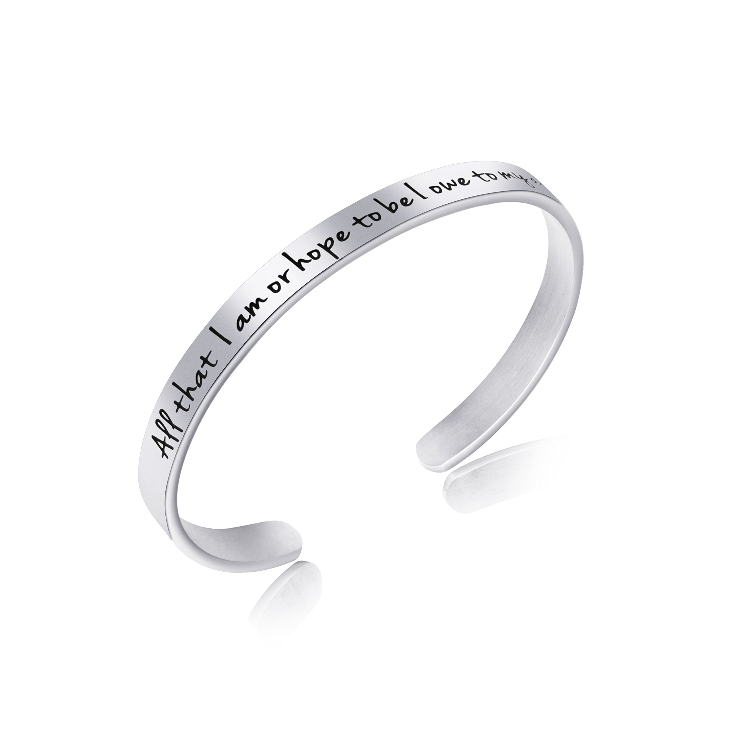 Inspirational Bracelet for Women - Motivational Mantra Cuff Jewelry in Stainless Steel - Perfect Birthday & Graduation Gift - Ideal for Daily Wear, Yoga, Meditation & Special Occasions