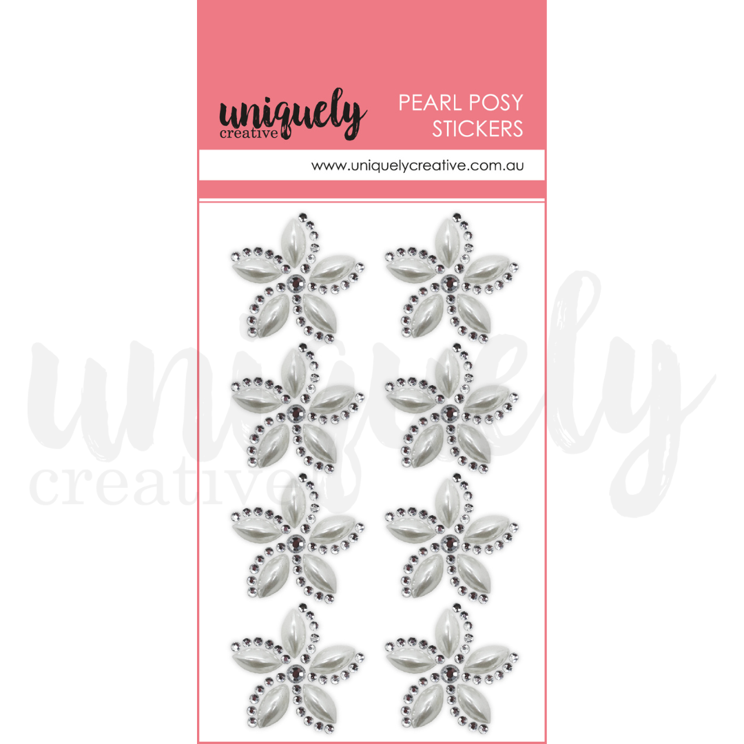 Pearl Posy Stickers - Elegant Floral Pearl Decals for Scrapbooking, Journaling & DIY Crafts - Perfect for Wedding Invitations, Gift Wrapping & Home Decor