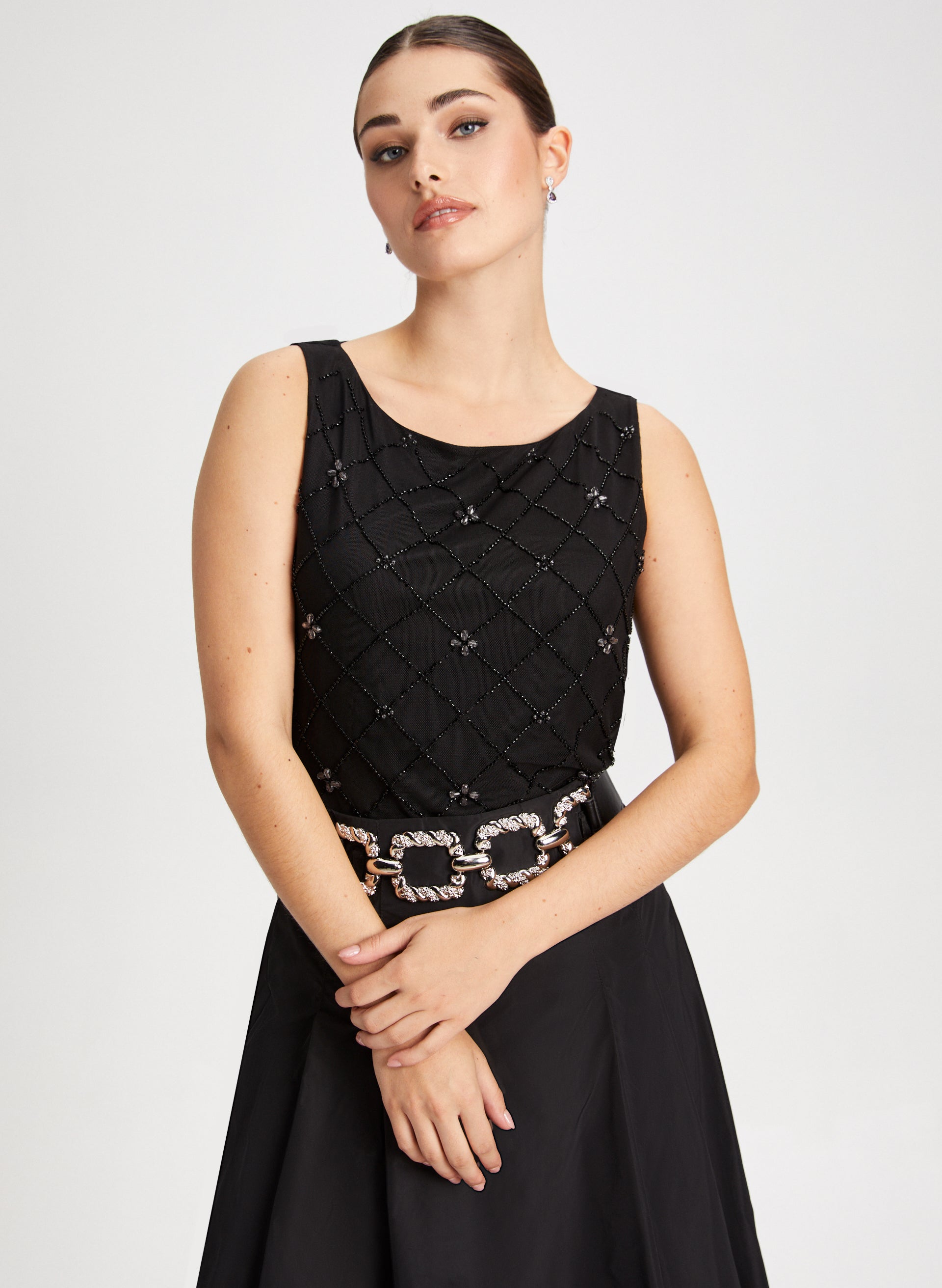 Beaded Detail Sleeveless Top for Women - Elegant Summer Blouse for Casual Wear, Party & Date Night Outfits