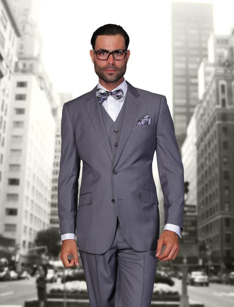 Men's 3-Piece Tailored Fit Wool Suit in Charcoal | Premium Business Attire for Weddings, Office & Formal Events