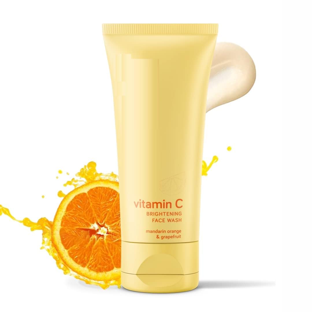 PS Vitamin C Brightening Face Wash with Niacinamide, AHA & Grapefruit Extract | Sulfate-Free, Vegan & Cruelty-Free Cleanser for Glowing Skin | Men & Women | 100ml | Perfect for Morning & Night Skincare Routine