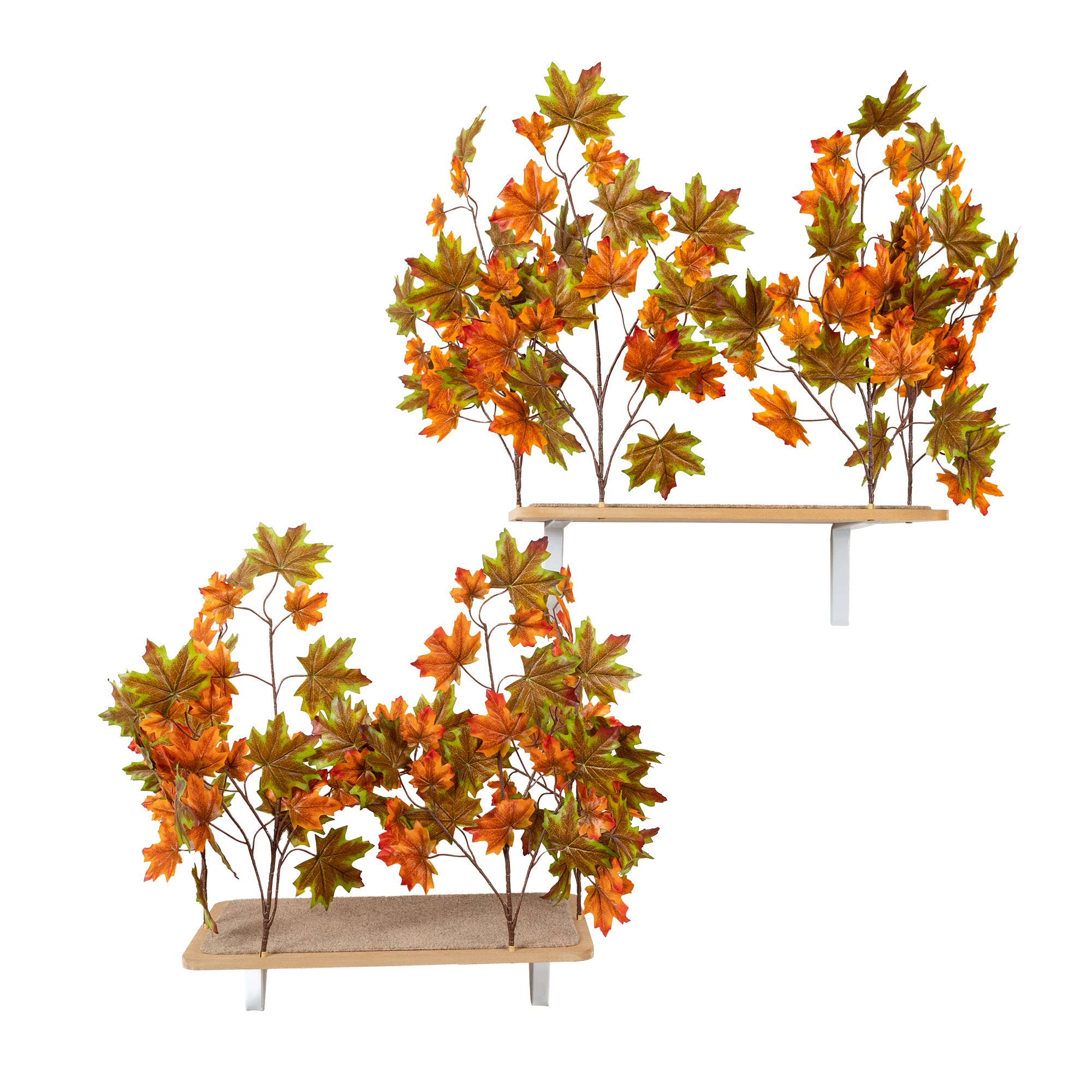 On2Pets Wall-Mounted Cat Shelves Set of 2 - Natural Maple Wood Cat Climbing Furniture for Indoor Play, Rest & Exercise - USA Made Cat Wall Shelves for Small Spaces & Apartment Living