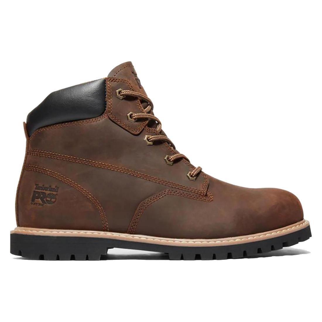 Gritstone 6 Inch Soft Toe Work Boots for Men - Comfortable Brown Leather Safety Shoes - Ideal for Construction, Warehouse & Outdoor Work
