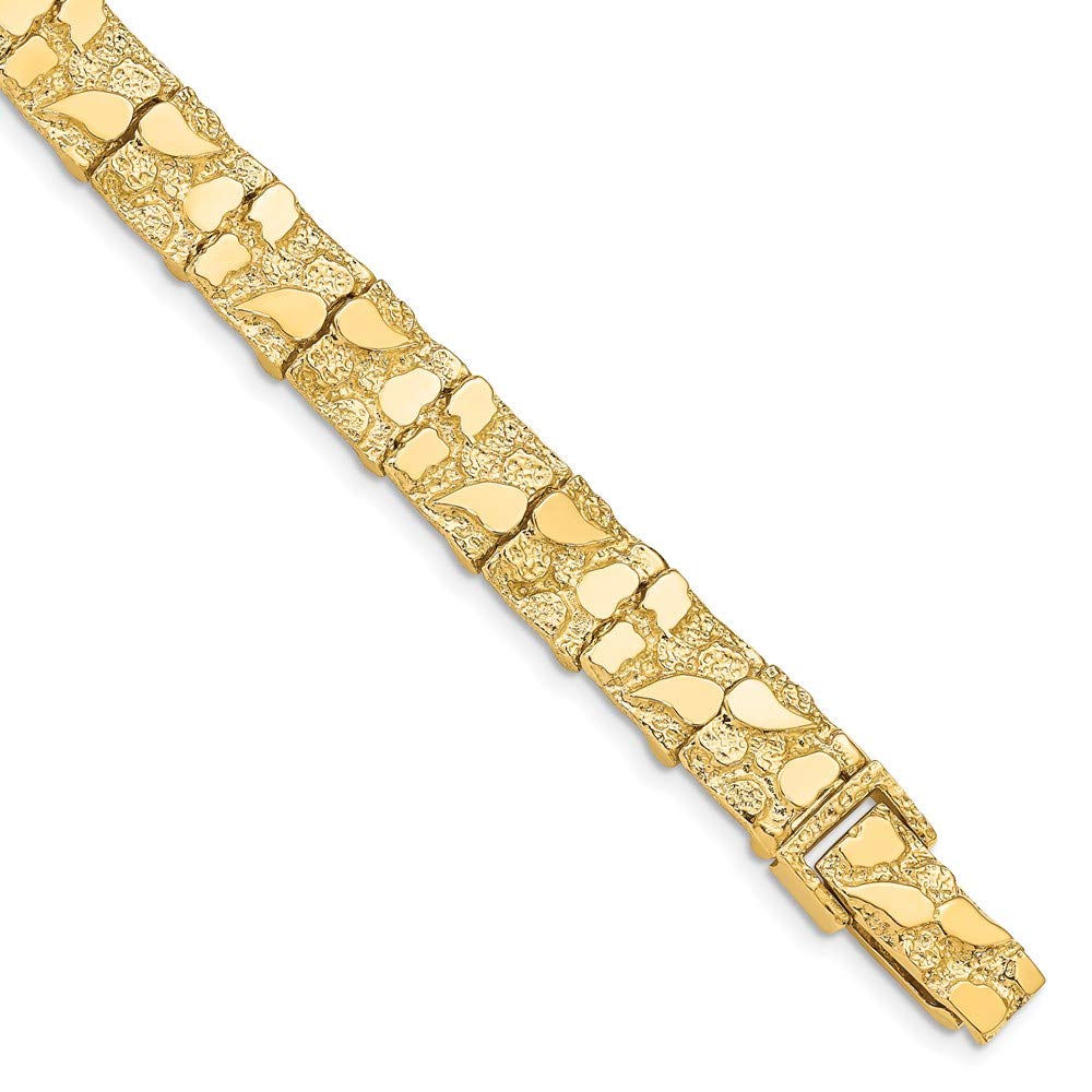 14K Yellow Gold 9.5mm Nugget Bracelet - Women's Fine Jewelry Gift for Her - Perfect for Anniversaries & Special Occasions