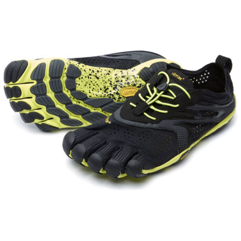 Vibram Men's V Run Running Shoes - Black/Yellow - Lightweight & Durable for Trail Running & Outdoor Activities