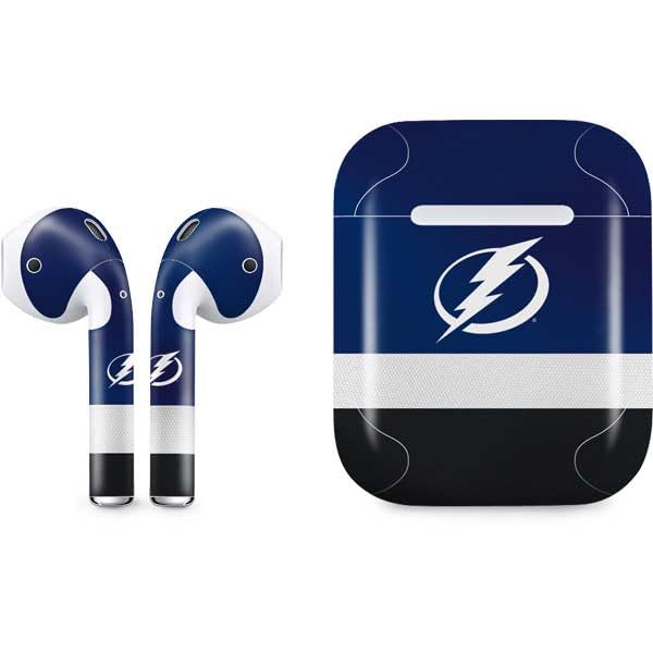 Official NHL Tampa Bay Lightning Alternate Jersey Skin Decal for Apple AirPods - Protective Vinyl Sticker Cover for Sports Fans & Music Lovers - Perfect for Game Days, Workouts & Travel