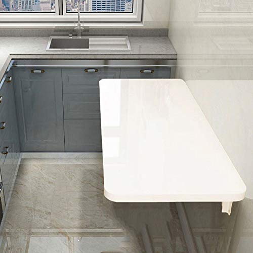 Wall Mounted Floating Folding Drop Leaf Table - Space Saving Wooden Kitchen Dining Table & Computer Desk | Perfect for Small Apartments, Laundry Rooms, Home Bars & Compact Living Spaces