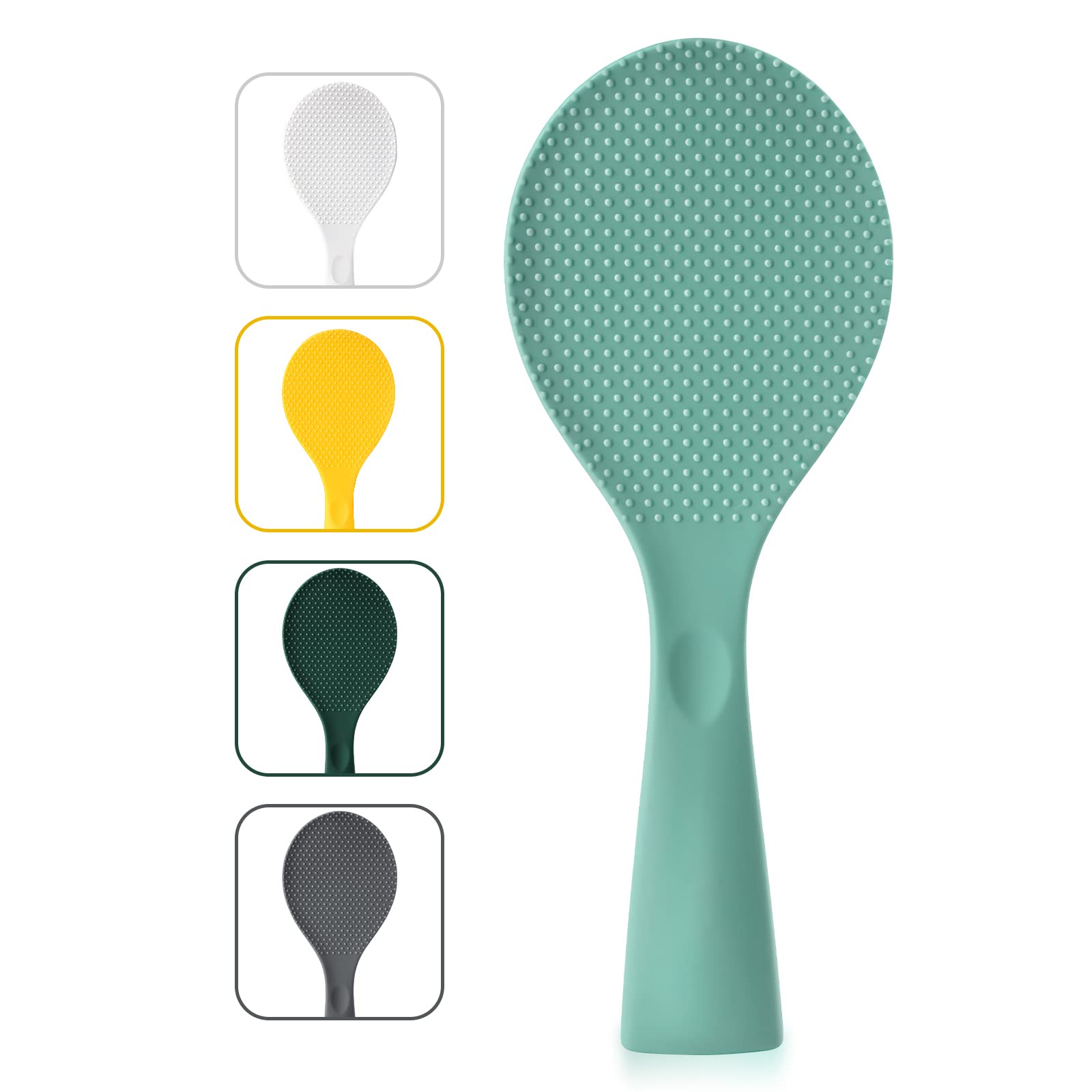 FireKylin Silicone Rice Spatula - Non-Stick Heat Resistant Cooking Spoon for Rice Cooker, Serving & Mixing - Aqua Color - Perfect for Meal Prep, Cooking & Serving Rice Dishes