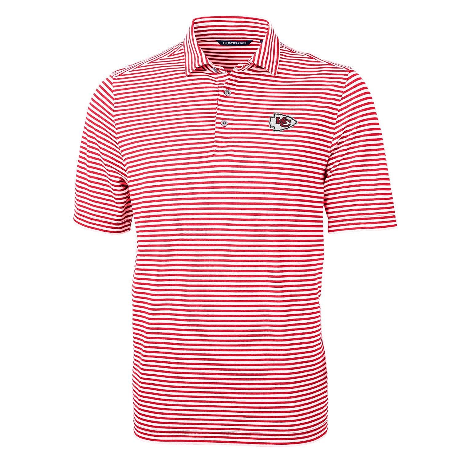 Cutter & Buck Men's NFL Virtue Eco Pique Stripe Recycled Polo Shirt - Sustainable Performance Golf & Casual Wear for Sports Fans