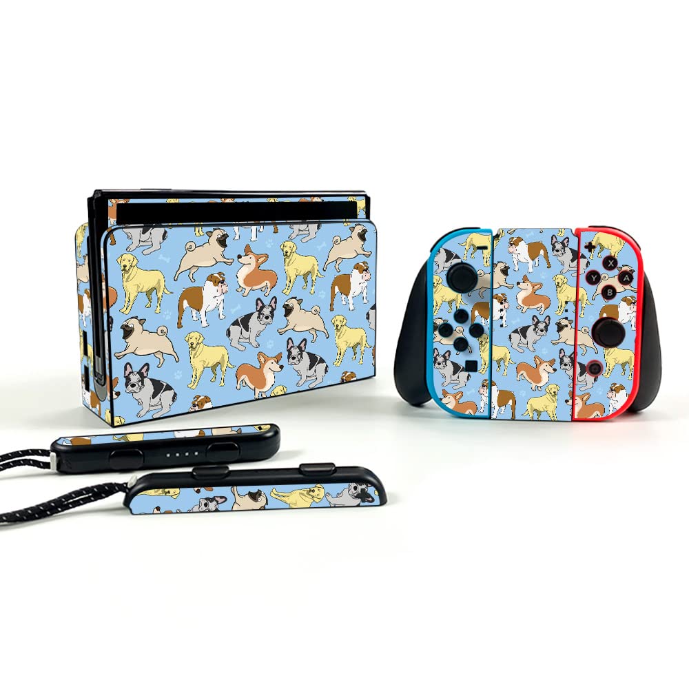 MightySkins Protective Vinyl Decal Wrap Cover for Nintendo Switch OLED - Puppy Party Design | Durable, Customizable Skin | Easy to Apply & Remove | Made in USA | Perfect for Gaming, Travel, and Personalization