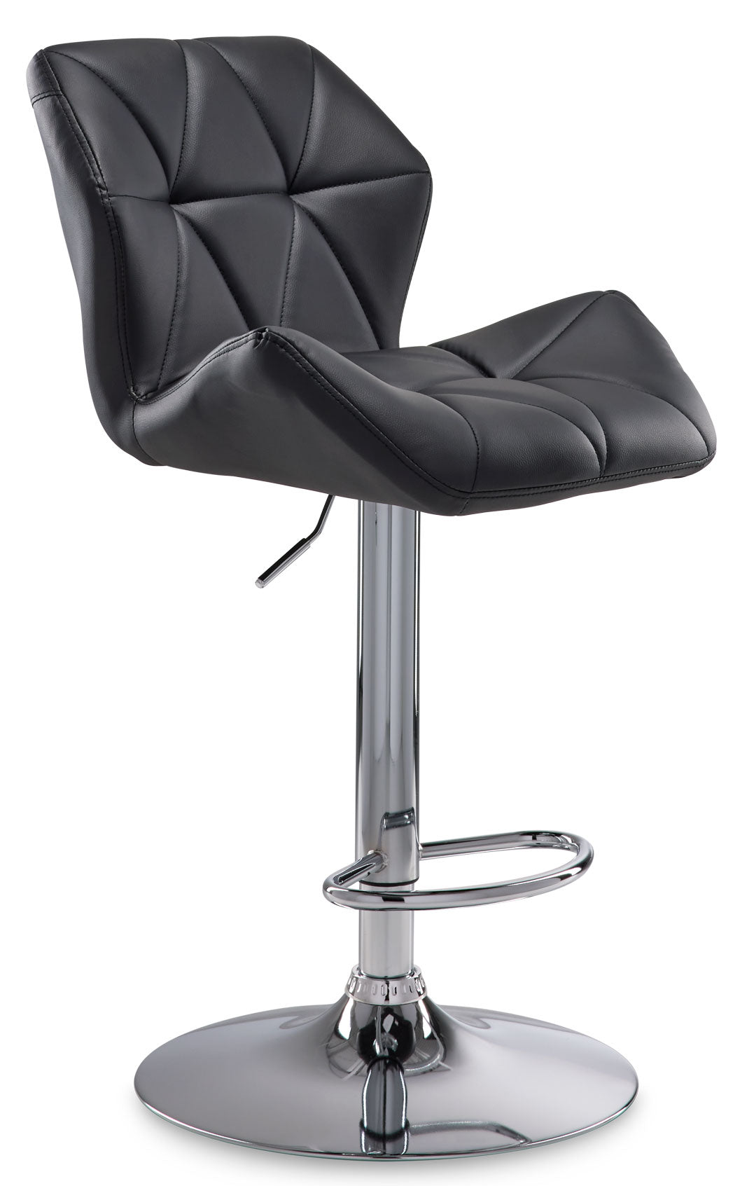 Ava Bar Height Stool - Adjustable Black Chrome Bar Stools for Kitchen Island, Breakfast Nook & Home Bar - Modern Counter Height Stool with Footrest