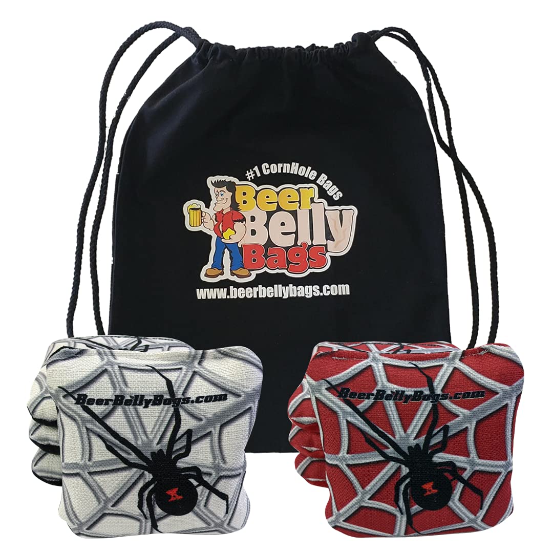 Premium Beer Belly Bags Cornhole Set - Competition Series 8 Resin-Filled Bags with Double-Sided Design (Sticky & Slick Sides) - Basketweave Pattern - Perfect for Backyard Parties, Tailgating & Outdoor Games