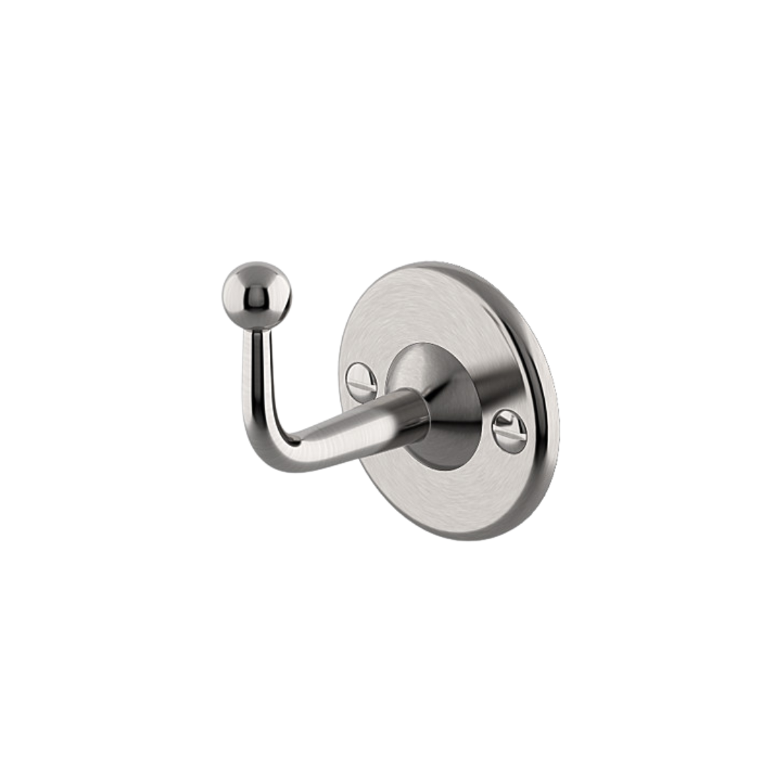 Waterworks Highgate Single Hook in Burnished Nickel - Wall Mounted Bathroom Towel Hook for Home & Spa Decor