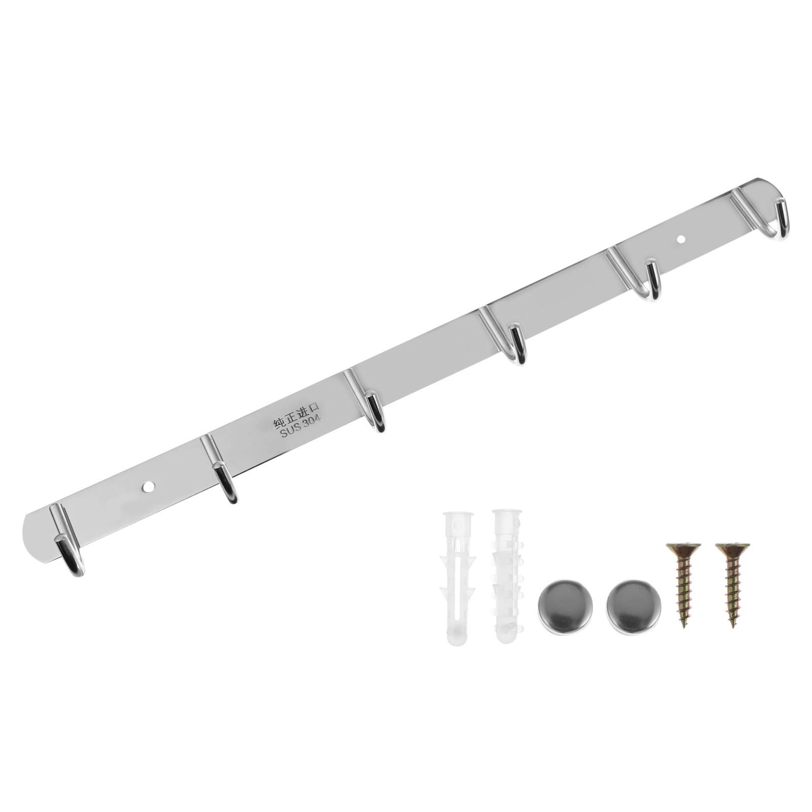 TEHAUX Wall Mounted Coat Rack with 6 Hooks - Decorative Metal Coat Hanger, Kitchen Utensil Organizer, Key & Hat Holder, Coffee Mug Rack - Perfect for Entryway, Bedroom, Kitchen & Office Organization