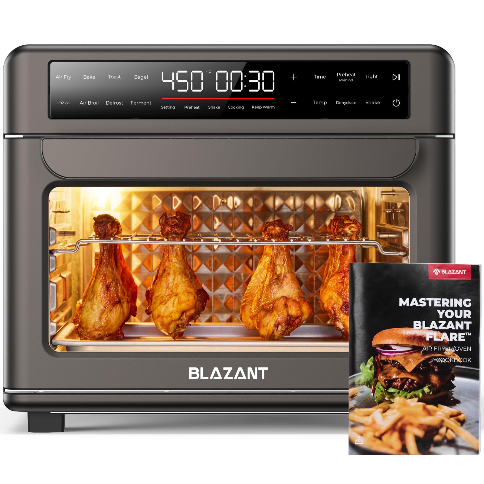 26QT Large Capacity Air Fryer Toaster Oven Combo with Detachable Dishwasher-Safe Panel - Bake, Toast, Air Fry, Broil, Pizza & More | Perfect for Small Kitchens, Dorms, RV Cooking & Family Meal Prep