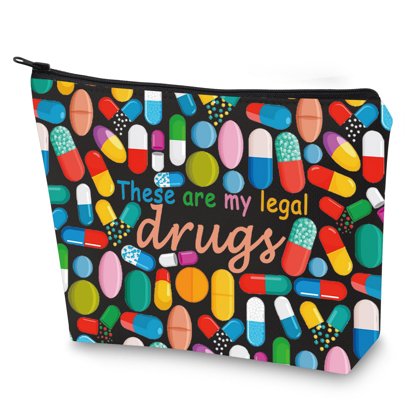 G2TUP Funny Medicine Pouch for Women - 'These Are My Legal Drugs' Cosmetic Travel Pill Case - Perfect Gift for Patients & Friends - Ideal for Travel, Work, and Daily Medication Storage
