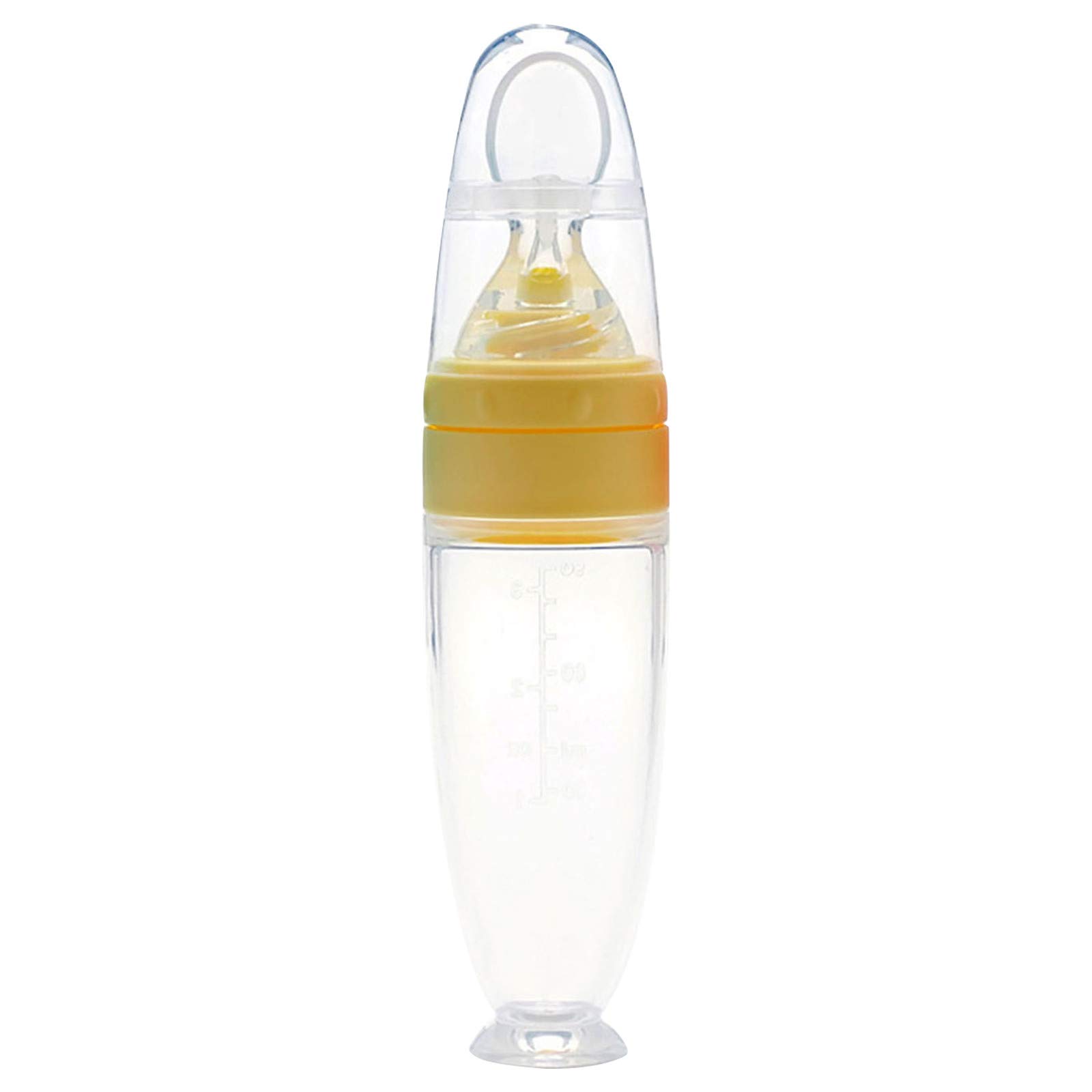 TEEGUI Silicone Spoon & Baby Food Training Bottle - Set of 6 Yellow Infant Feeding Utensils for Kitchen, Dining & Travel | Perfect for Baby Weaning, On-the-Go Meals & Mess-Free Feeding