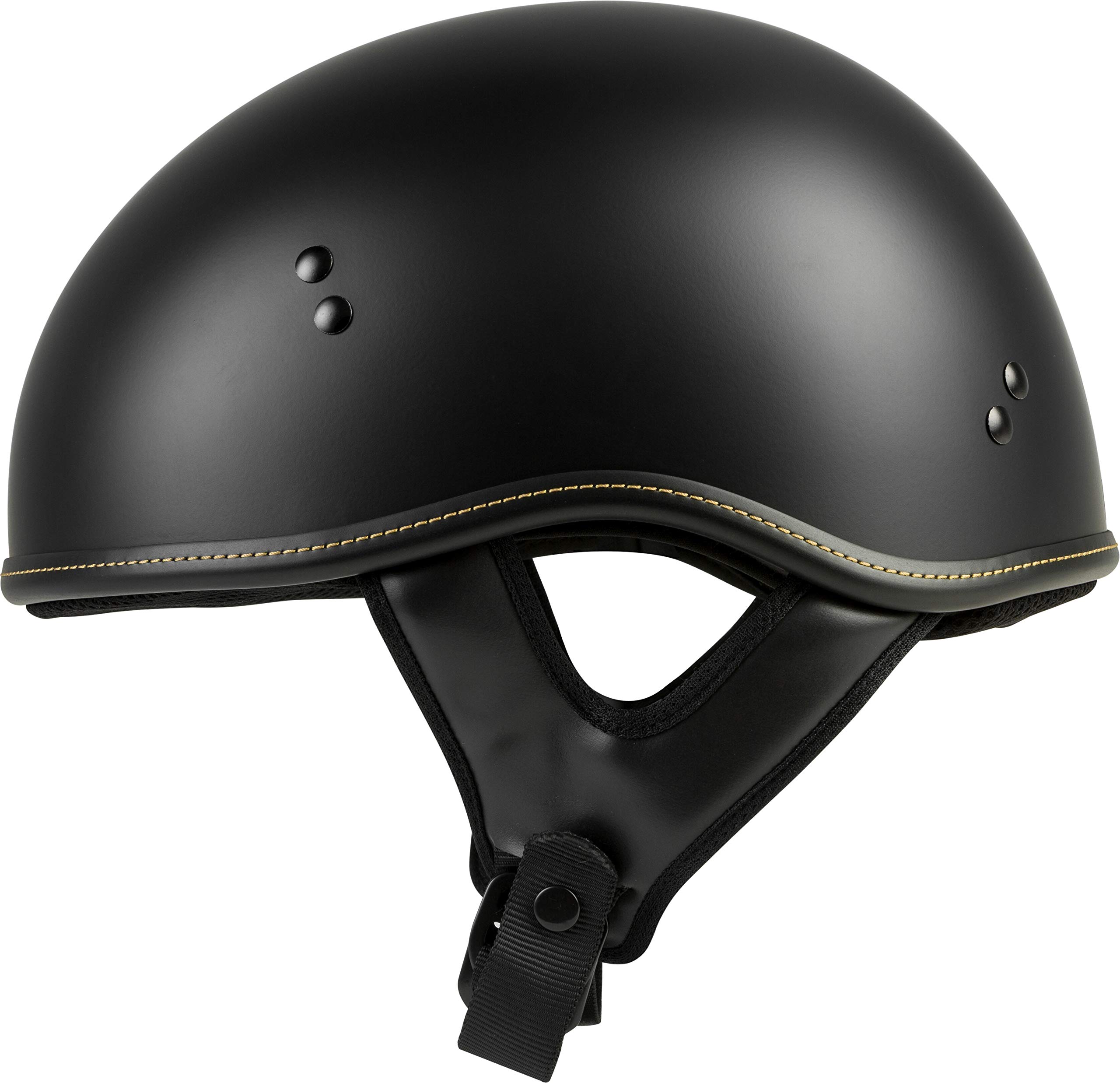 HIGHWAY 21 0.357 Motorcycle Half Helmet - DOT Approved ABS Shell, Lightweight & Ventilated with Secure Dual D-Ring Chin Strap - Black - Perfect for Cruiser, Chopper & Scooter Riders