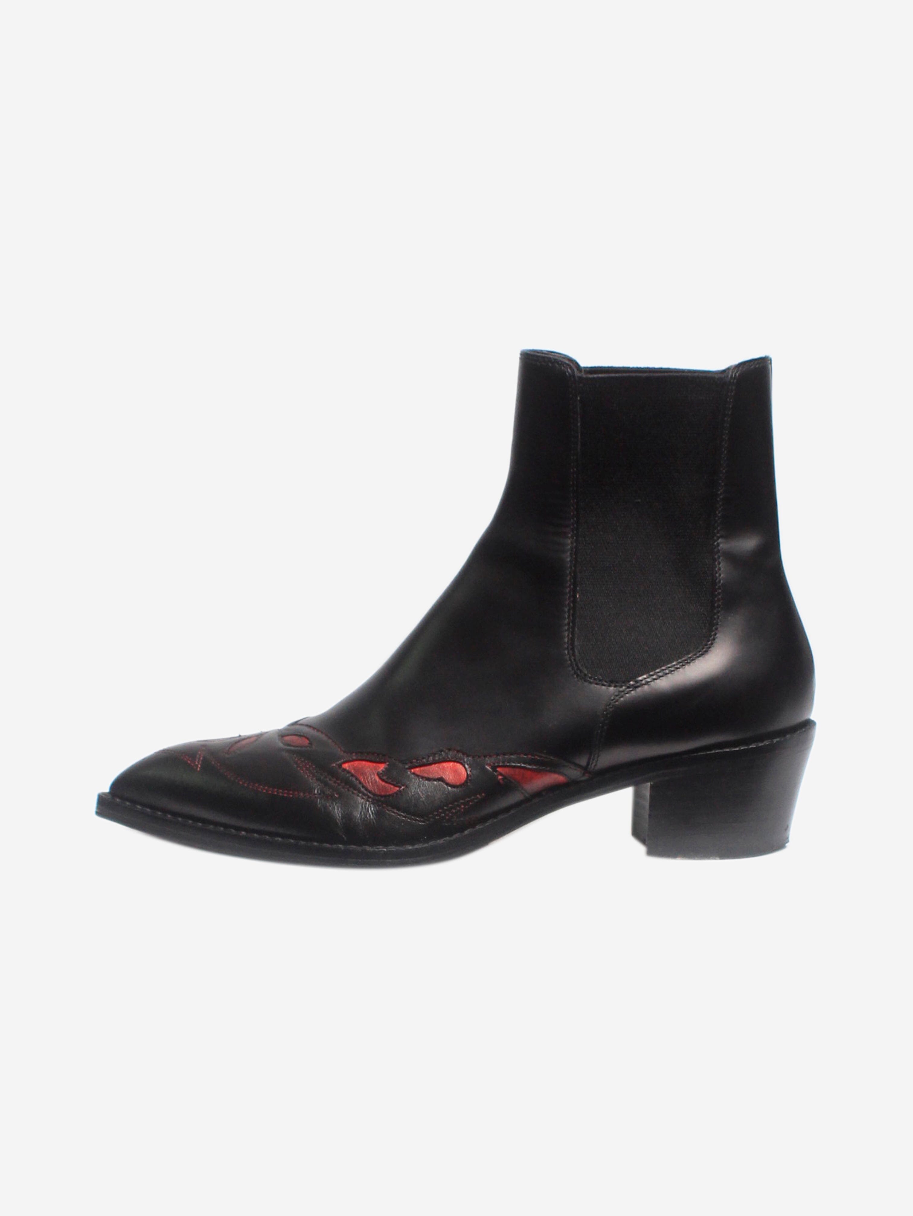 Black Western Chelsea Boots for Women - Size EU 38 (US 7.5) - Stylish Ankle Boots for Casual Outfits, Office Wear & Date Nights