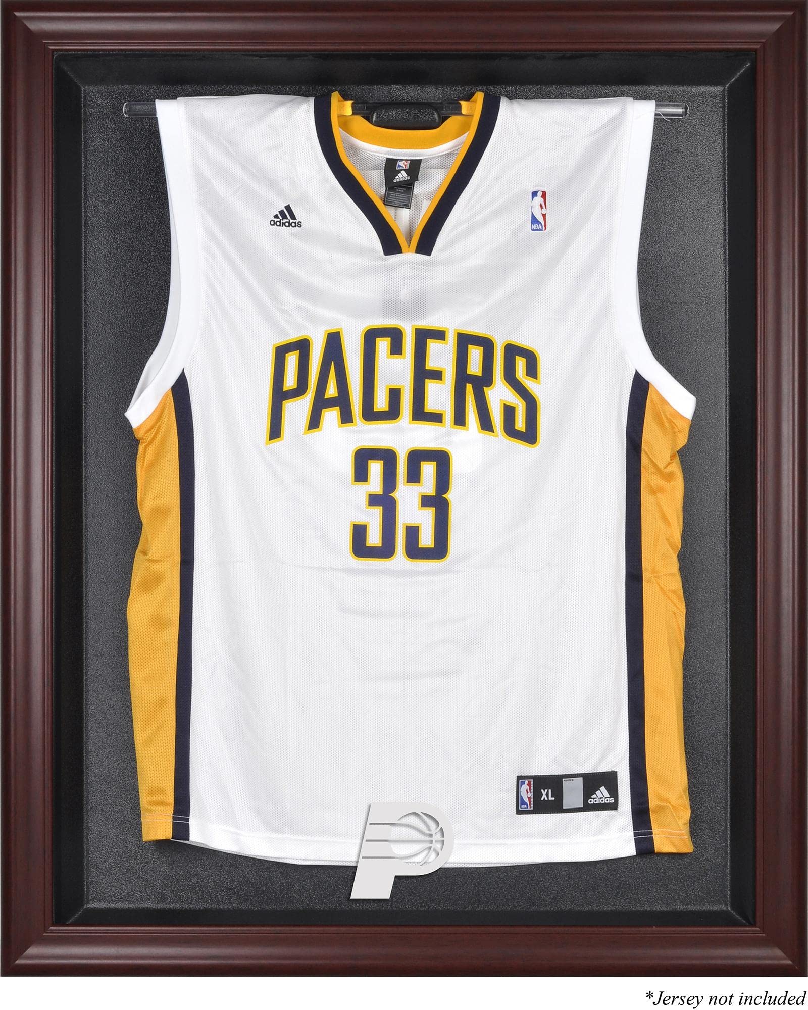 Indiana Pacers Mahogany Framed Basketball Jersey Display Case - Premium Team Logo Shadow Box for NBA Memorabilia - Perfect for Home, Office, or Man Cave Decor