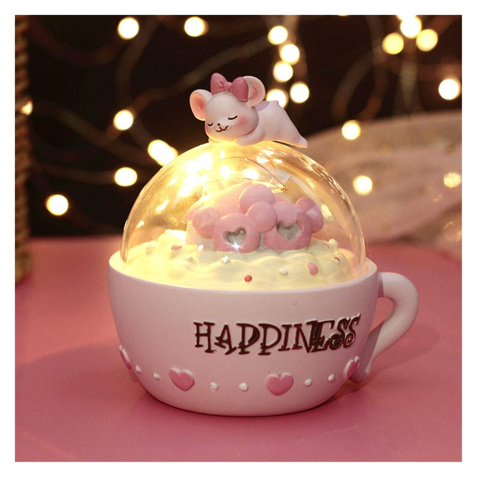 Creative Kitten Star Night Light - Cute Cat Cup LED Lamp for Bedroom Decor, Cartoon Animal Nightlight in Pink - Perfect Gift for Kids, Birthday & Christmas, Ideal for Nursery, Kids Room & Relaxation