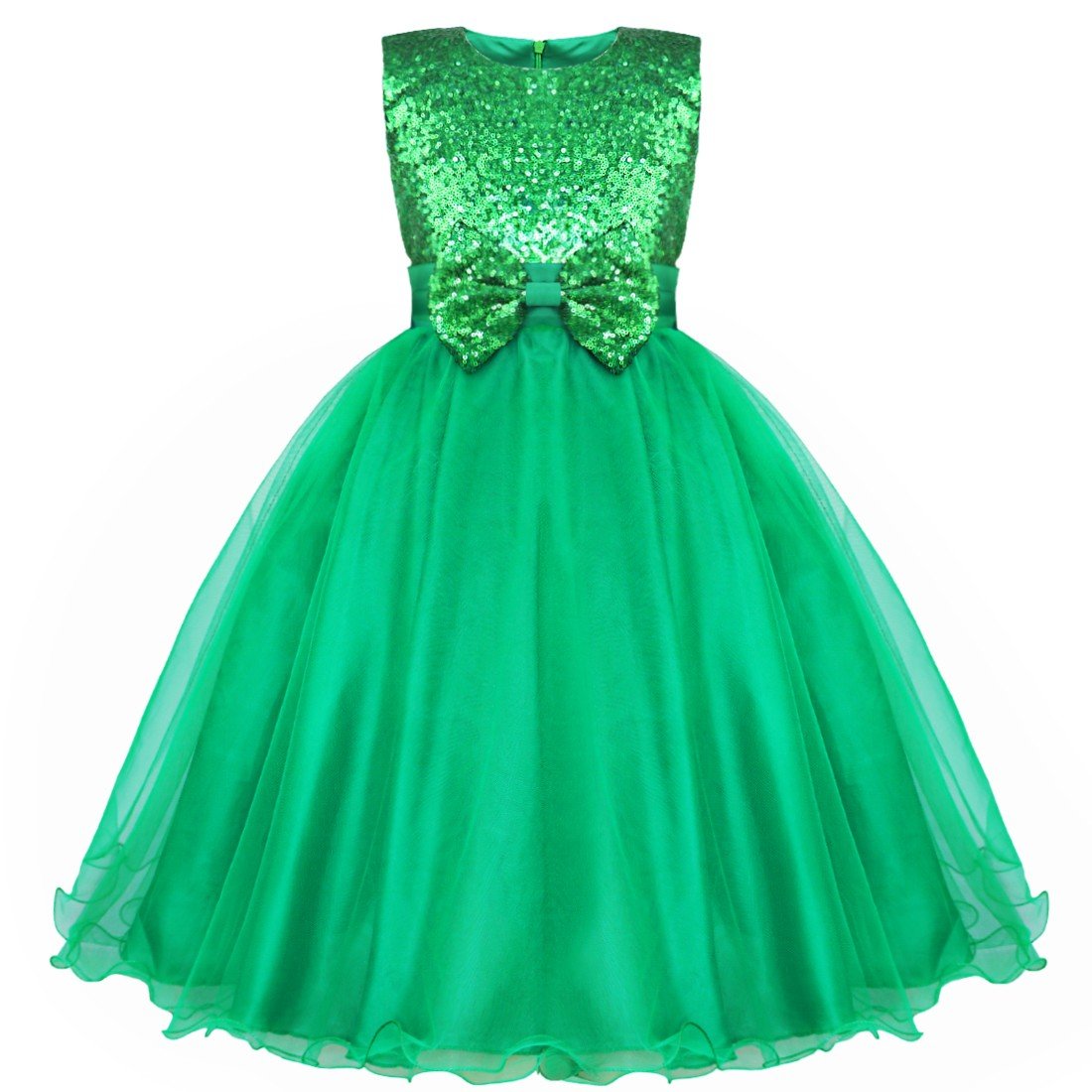 iEFiEL Girls Sequin Bowknot Princess Dress for Dance Ball Wedding Party Flower Girl - Perfect for Special Occasions, Birthday Parties & Pageants