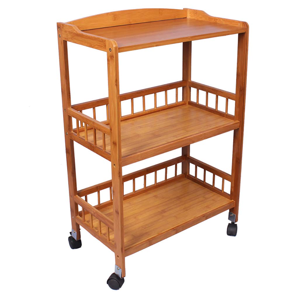 3-Tier Bamboo Storage Shelf with Removable Shelves - Kitchen Organizer for Fruits, Vegetables, Dishes - Easy Assembly Floor Rack for Pantry, Laundry Room & Home Organization